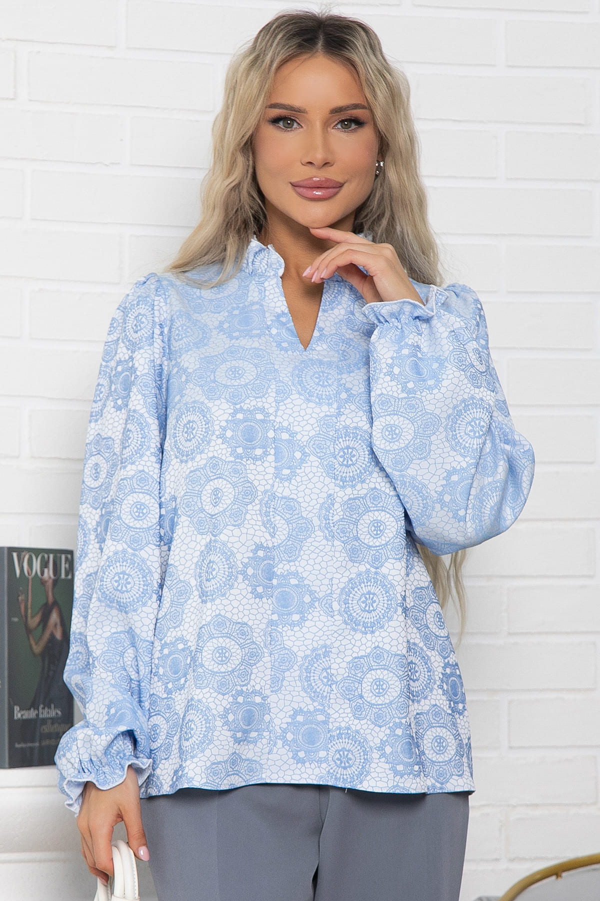 Блуза Доменика (бело-голубая) Б15015-18М