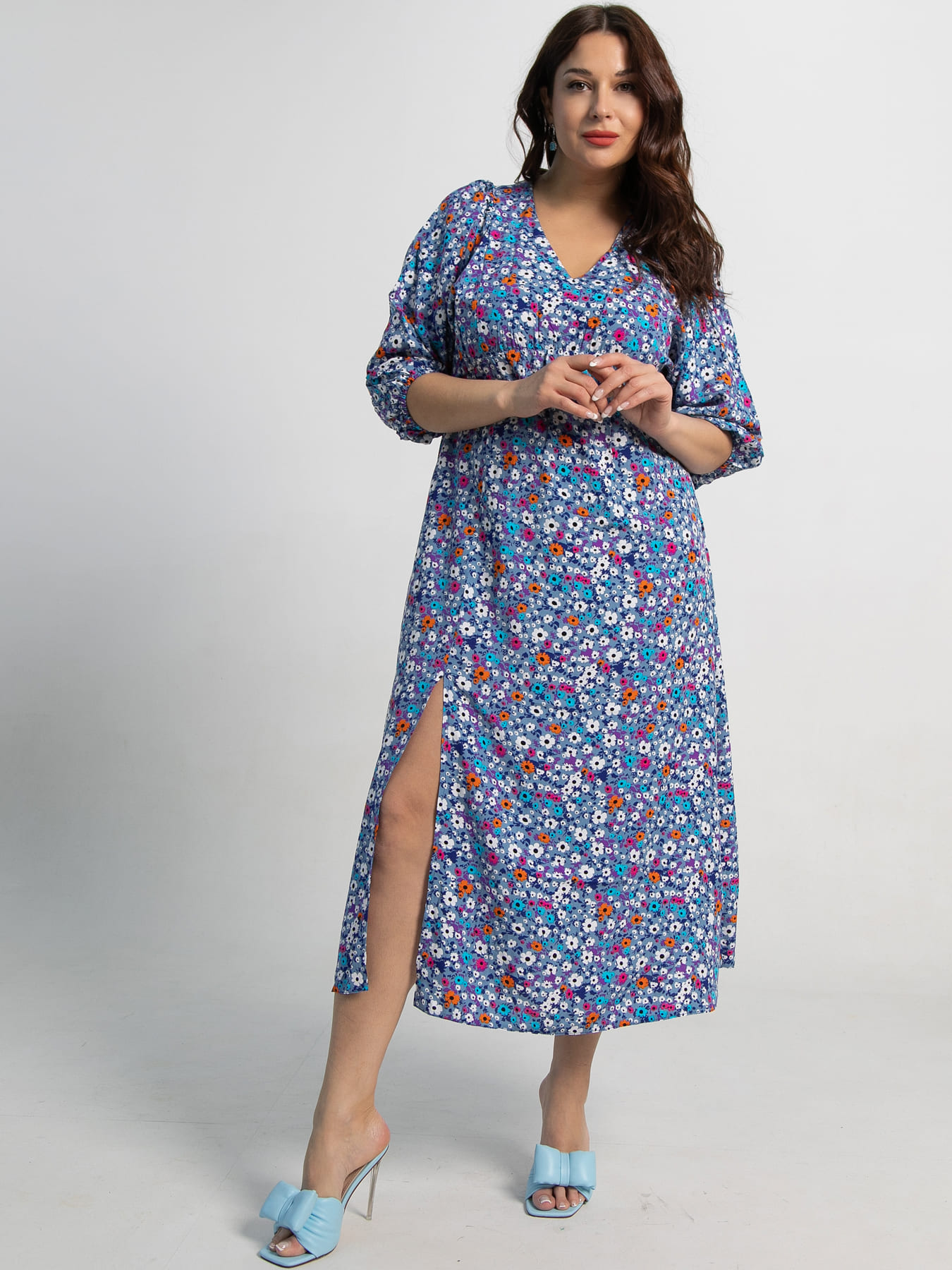 Платье Неповторимая (голубое) П15501-34М