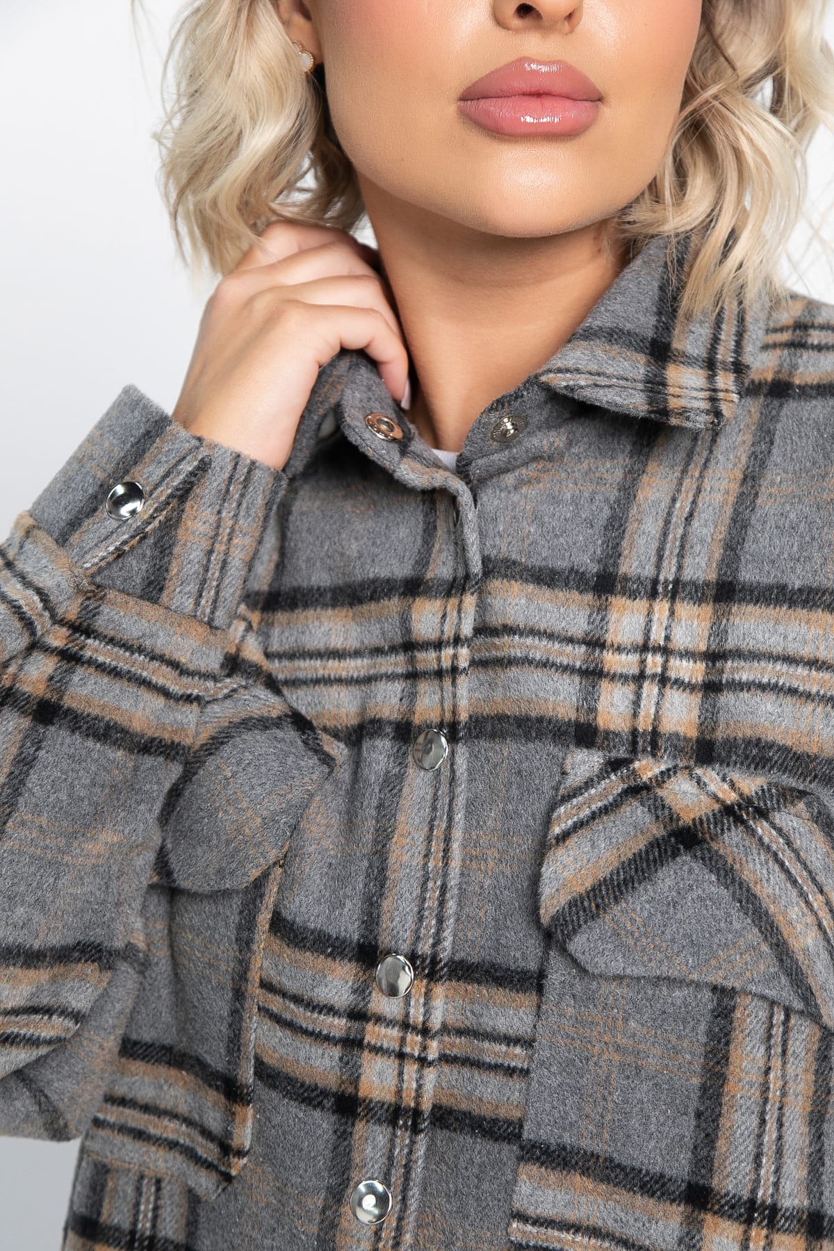 Пальто-рубашка Хармони (серо-бежевая) Б15041-5М