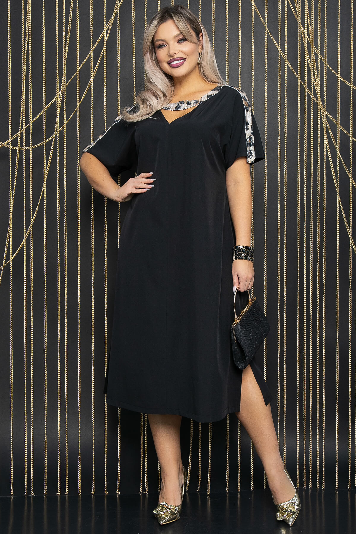 Платье Сказка (черное/лео) П12120