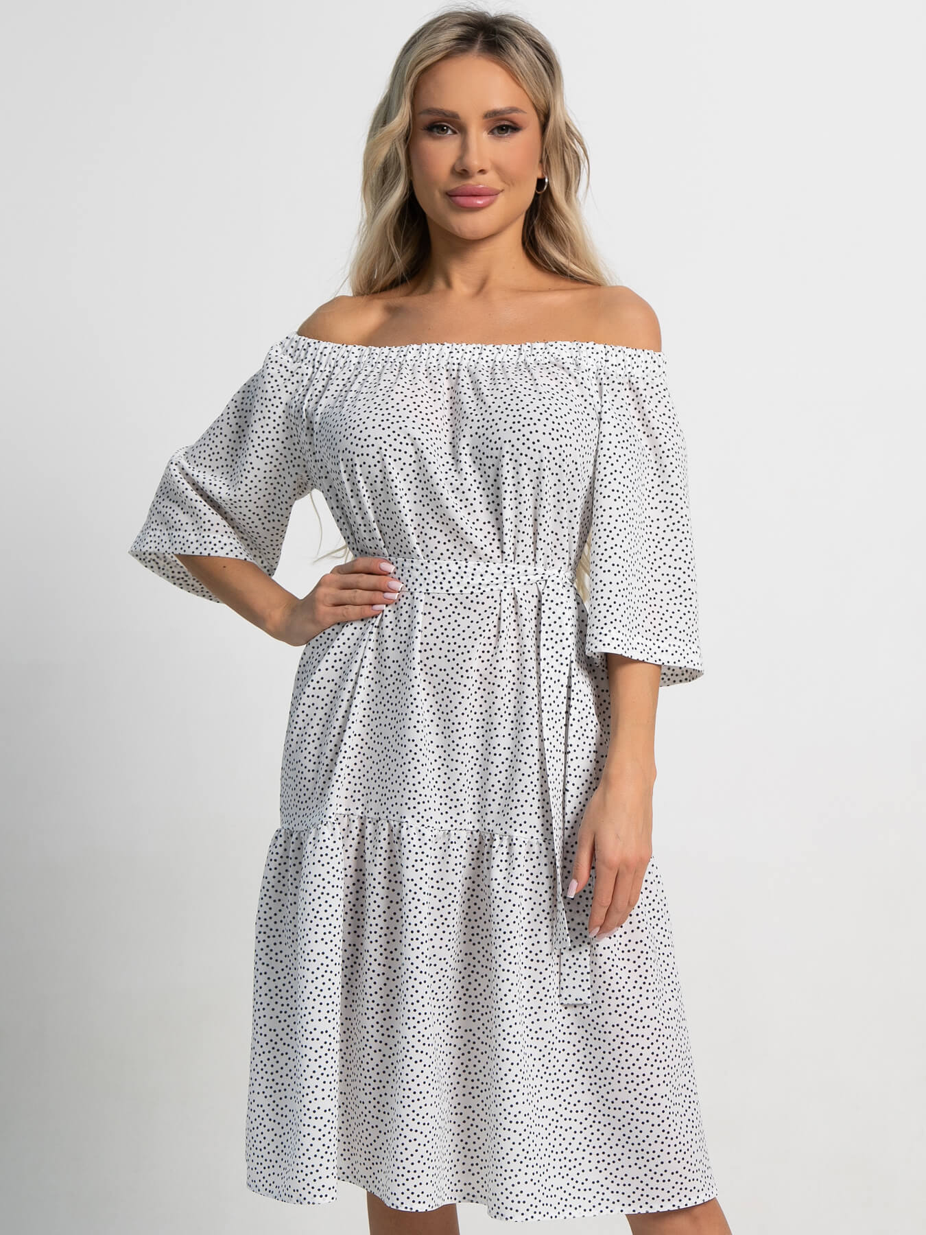 Платье с поясом Дафна (белое) П15522-8М