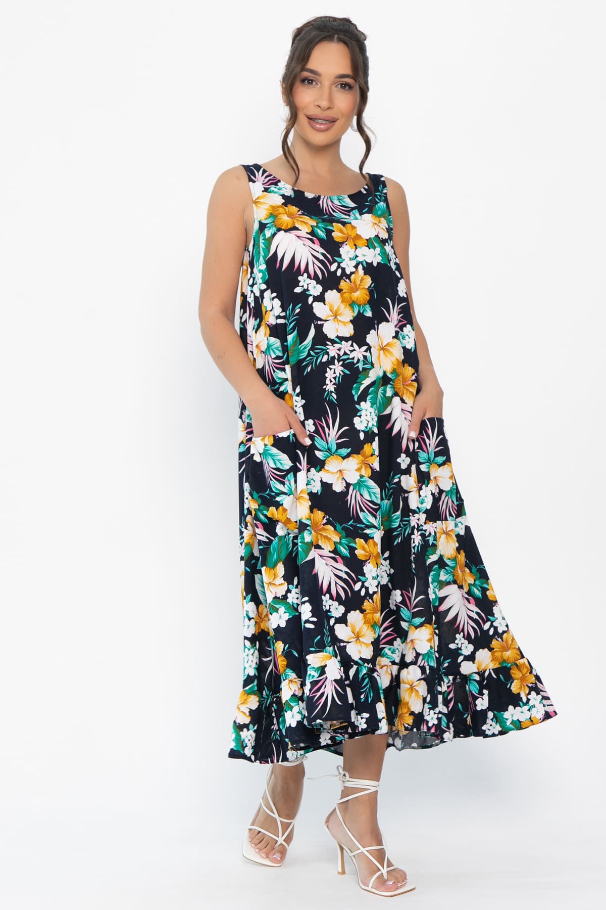 Сарафан Нимфа (синий/цветы) П13959-10М