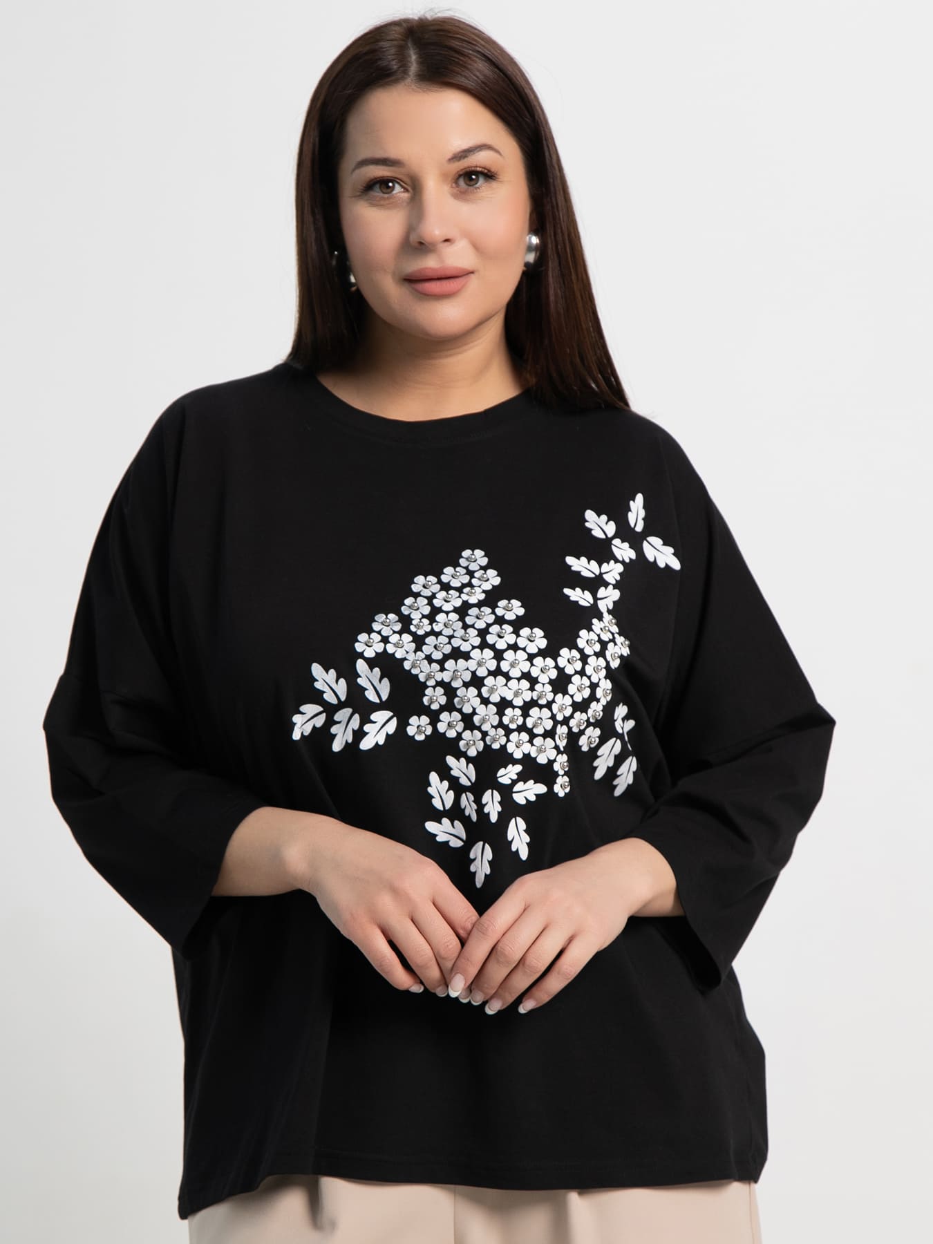 Блуза Ромашка (черная) Б15384-24М