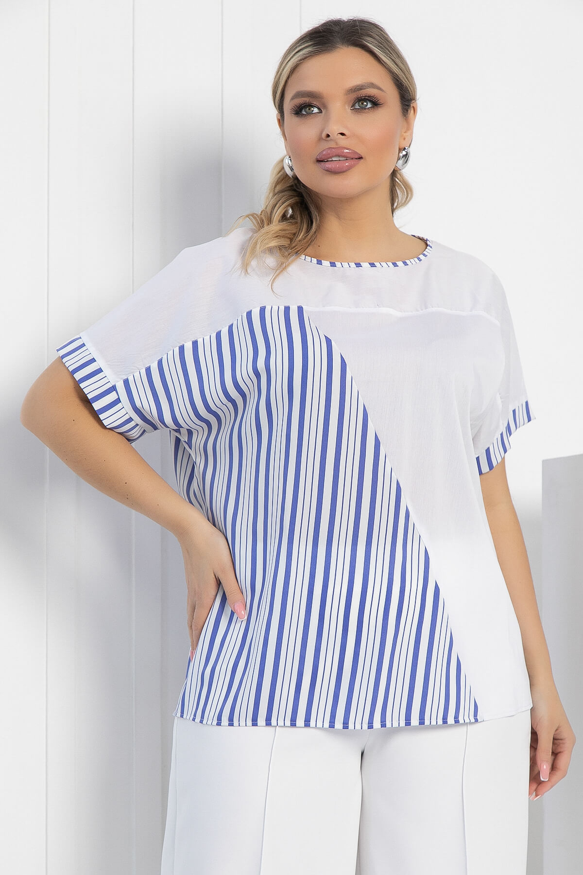 Блуза Амальгама (бело-сиреневая) Б12840-24М