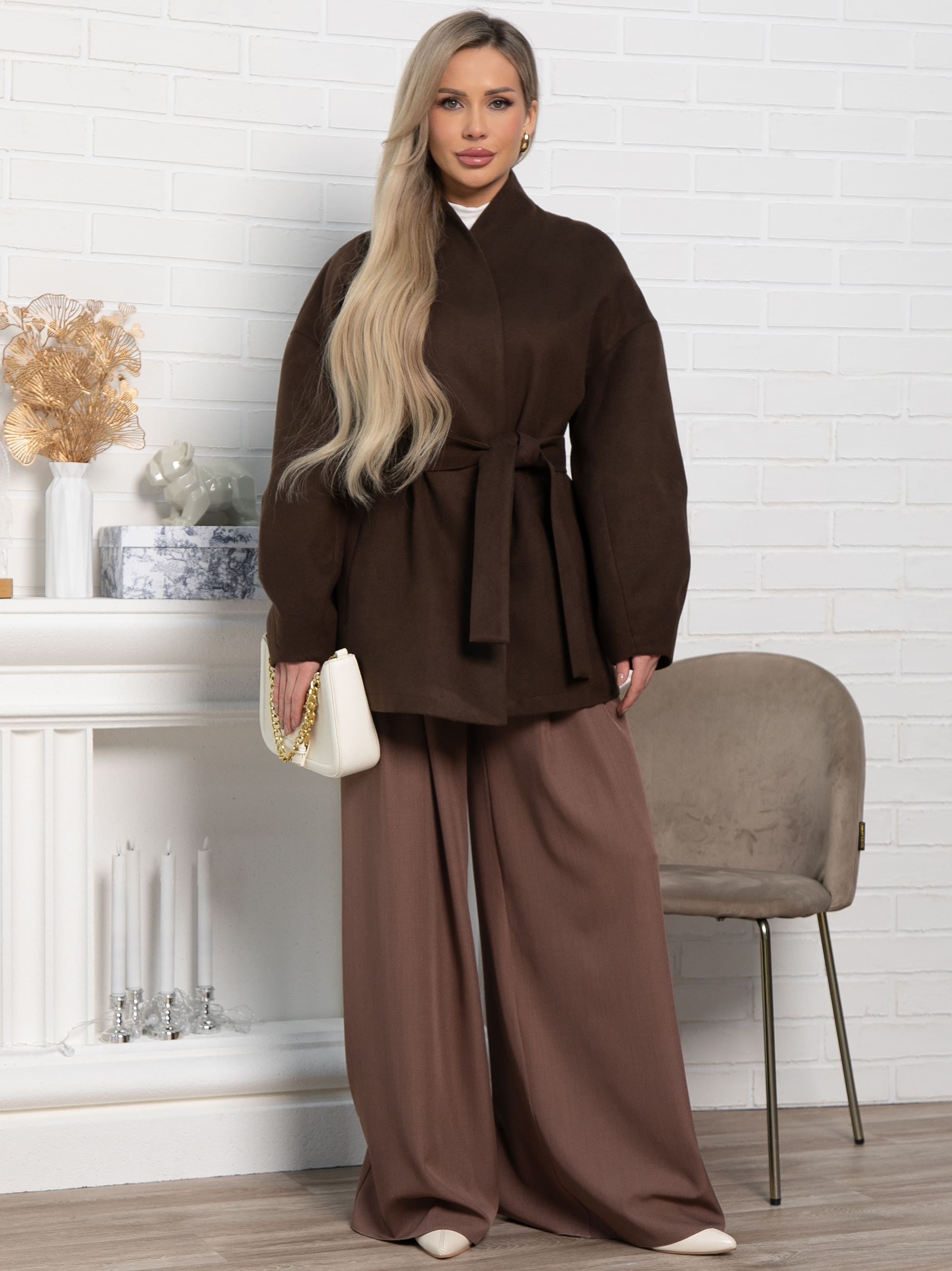 Пальто Мелания (горький шоколад) Б15185-5М