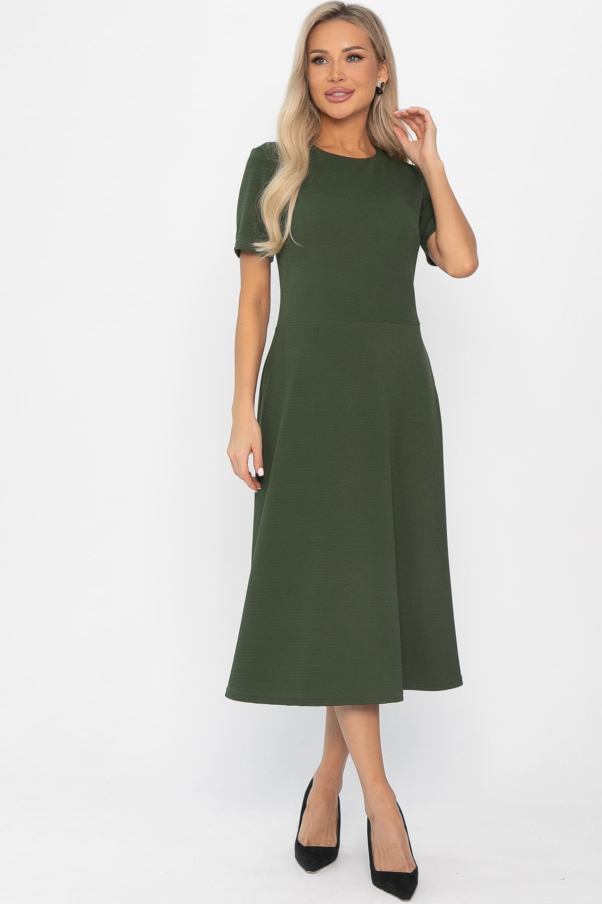 Платье трикотажное Парижанка (зеленое) П14415-10М