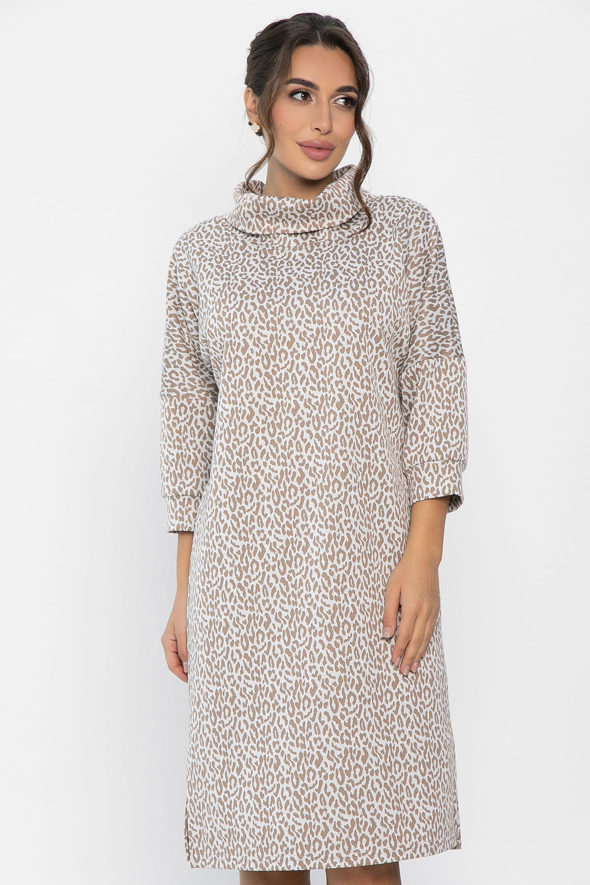 Платье трикотажное Никс (бежевый лео) П14279-4М