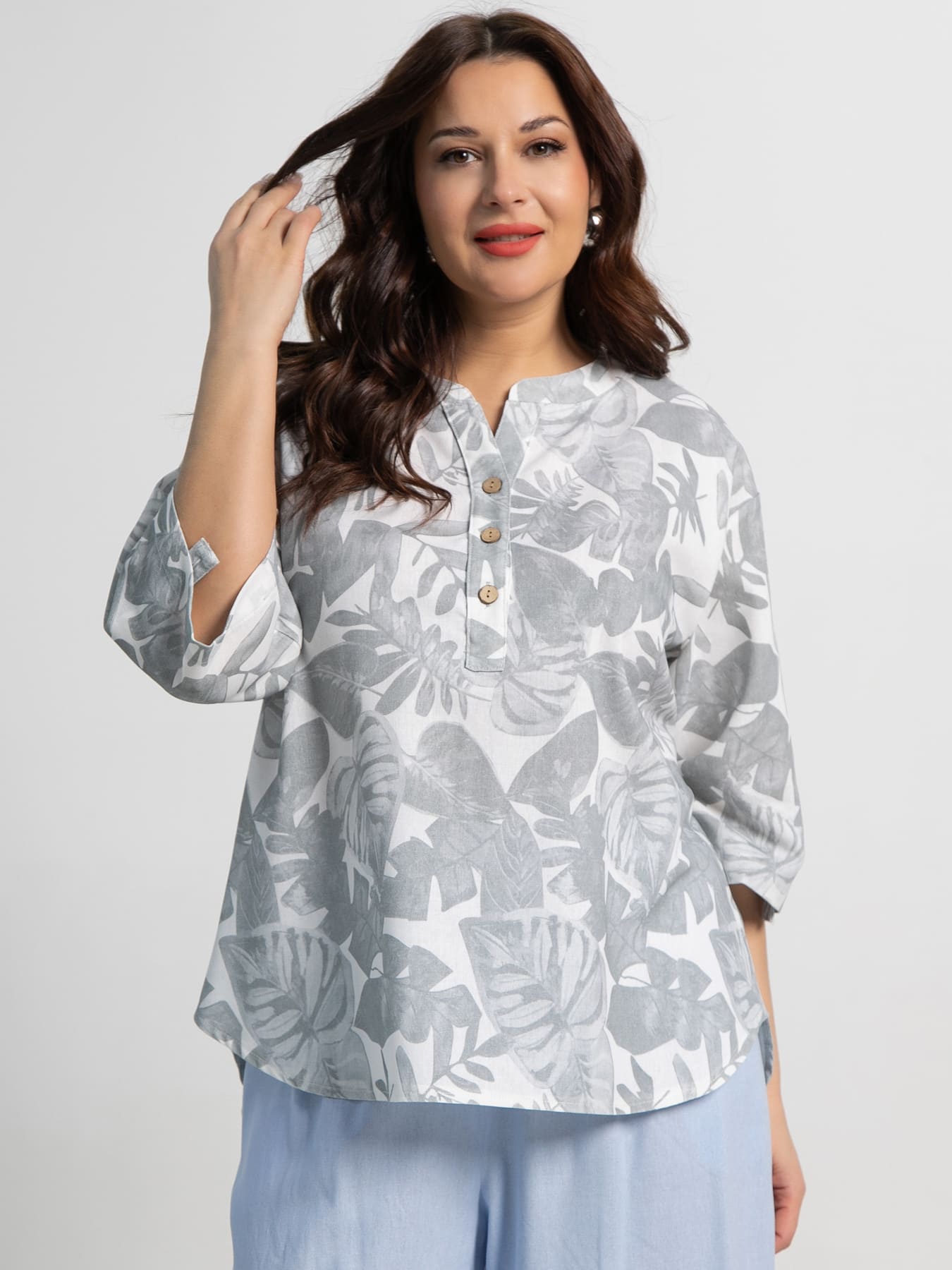 Блуза Блунди (бело-серая) Б15528-4М