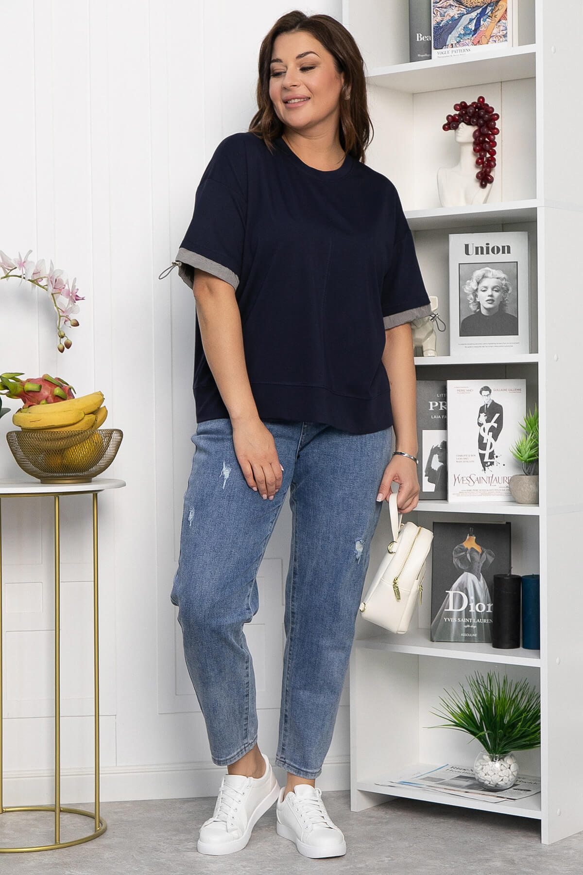 Блуза Софья (синяя) Б13941-1М