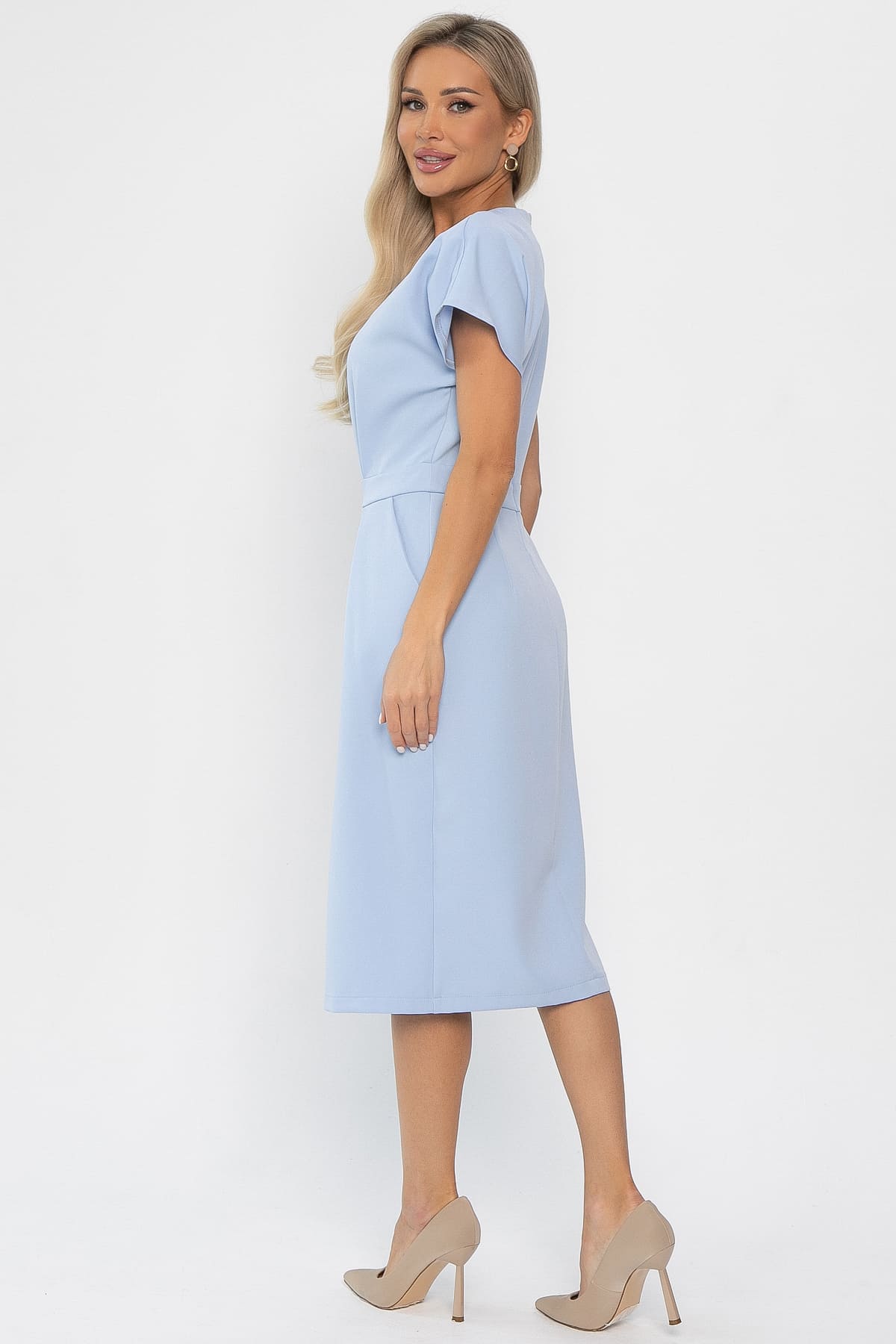 Платье с карманами Утренняя роса (голубое) П14370-16М