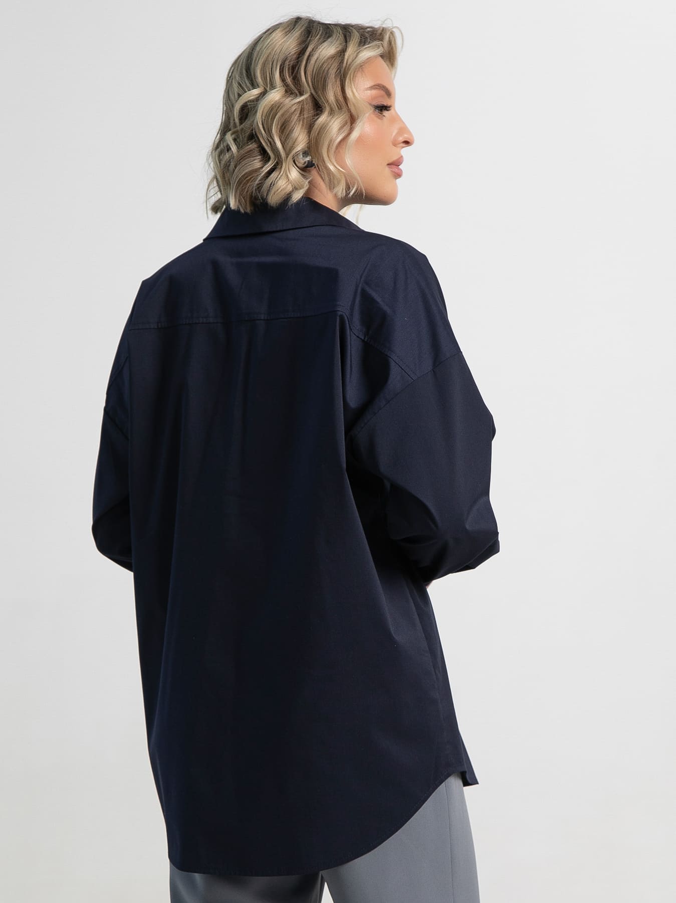 Рубашка хлопковая Рина (темно-синяя) Б15224-53М