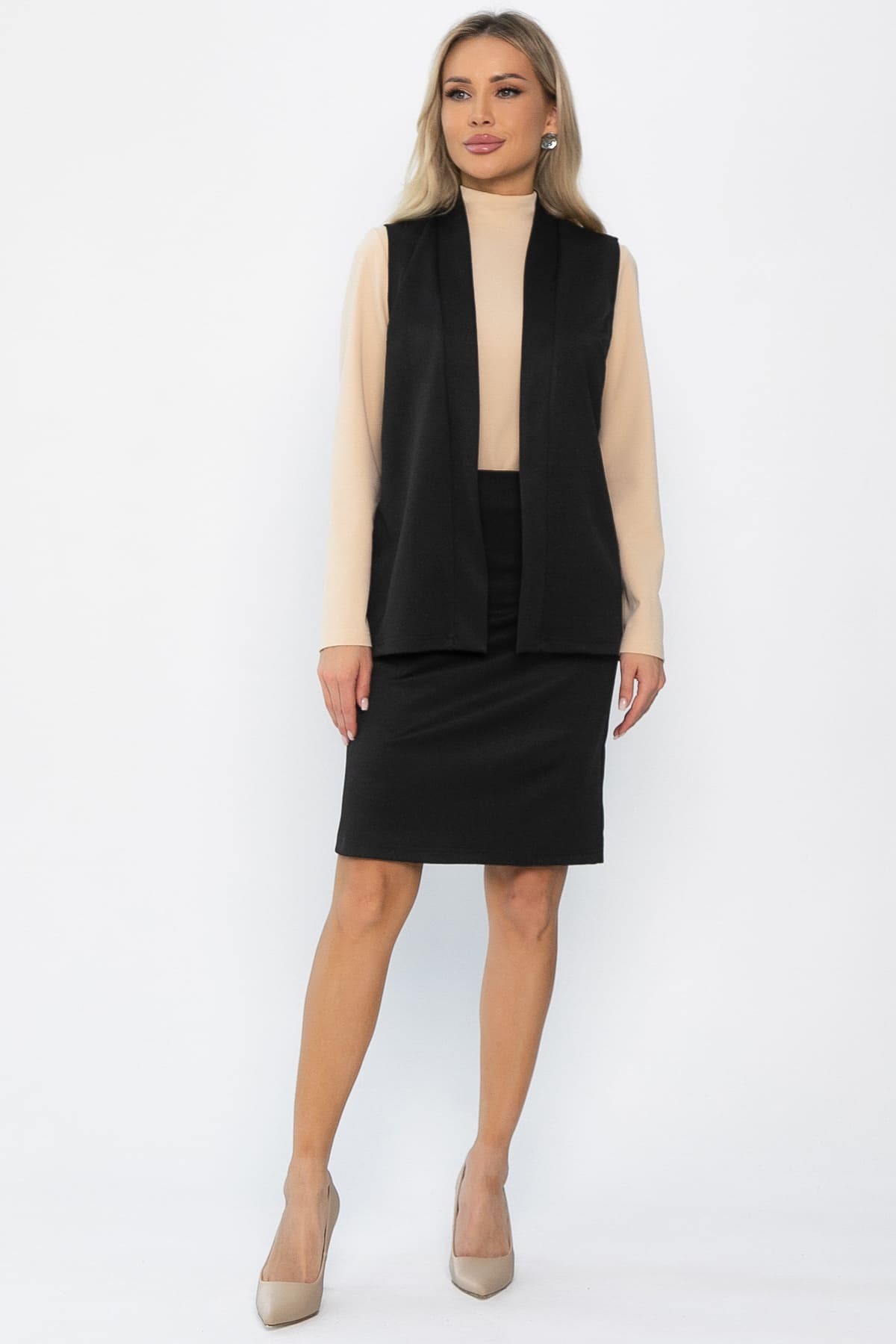 Костюм с юбкой Окси (черный) К14336-8М