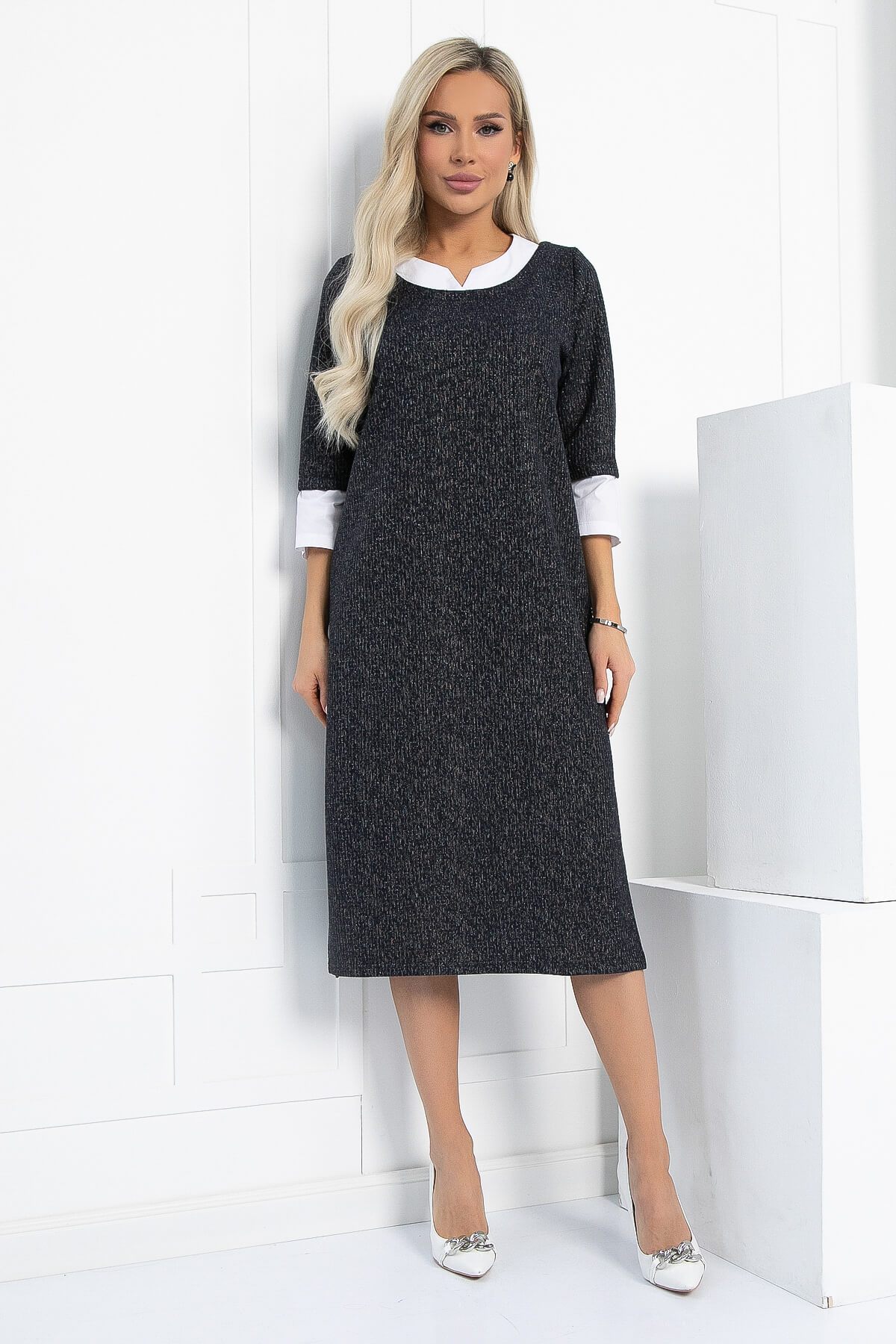 Платье Нежный акцент (черно-белое) П12829-18М