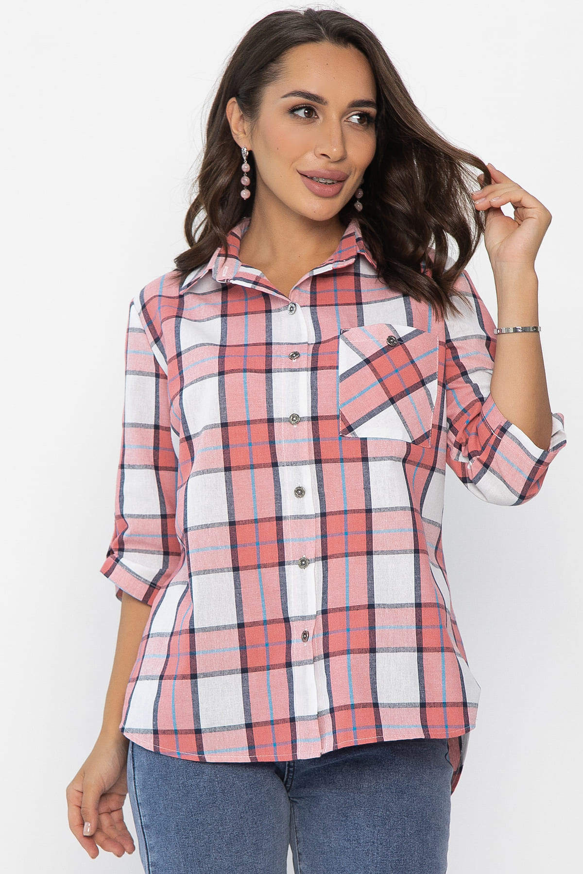 Рубашка Аланта (бело-розовая) Б14036-18М