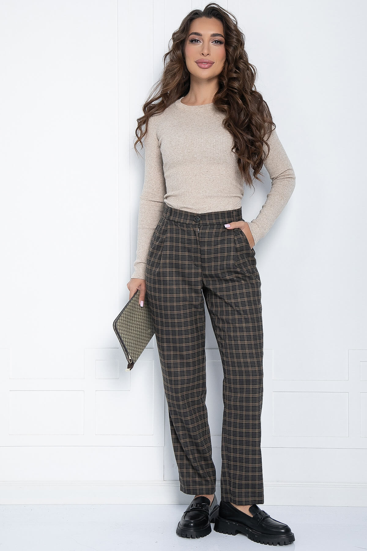 Брюки Леди Гамильтон (серо-коричневые) Б11322