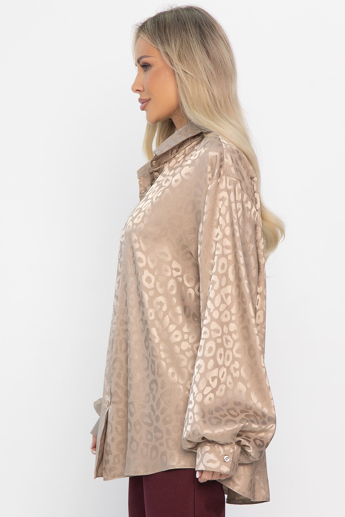 Рубашка атласная Все мысли о тебе (бежевая) Б15352-7М