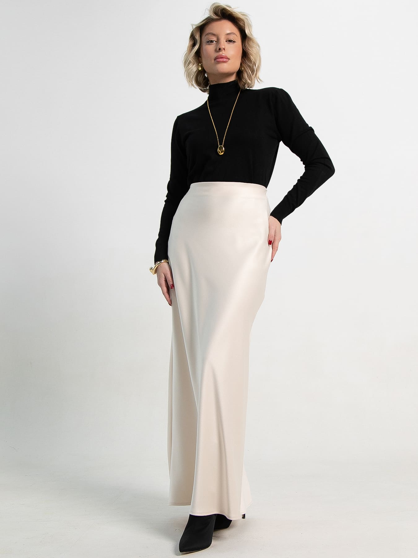 Юбка атласная Эвелин (сливочная) Ю15382-25М