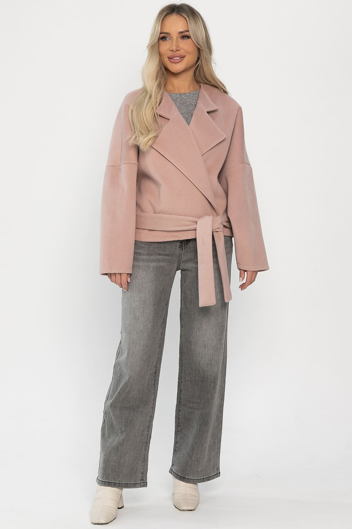 Пальто укороченное Хайт  (пудра) Б14315-7М