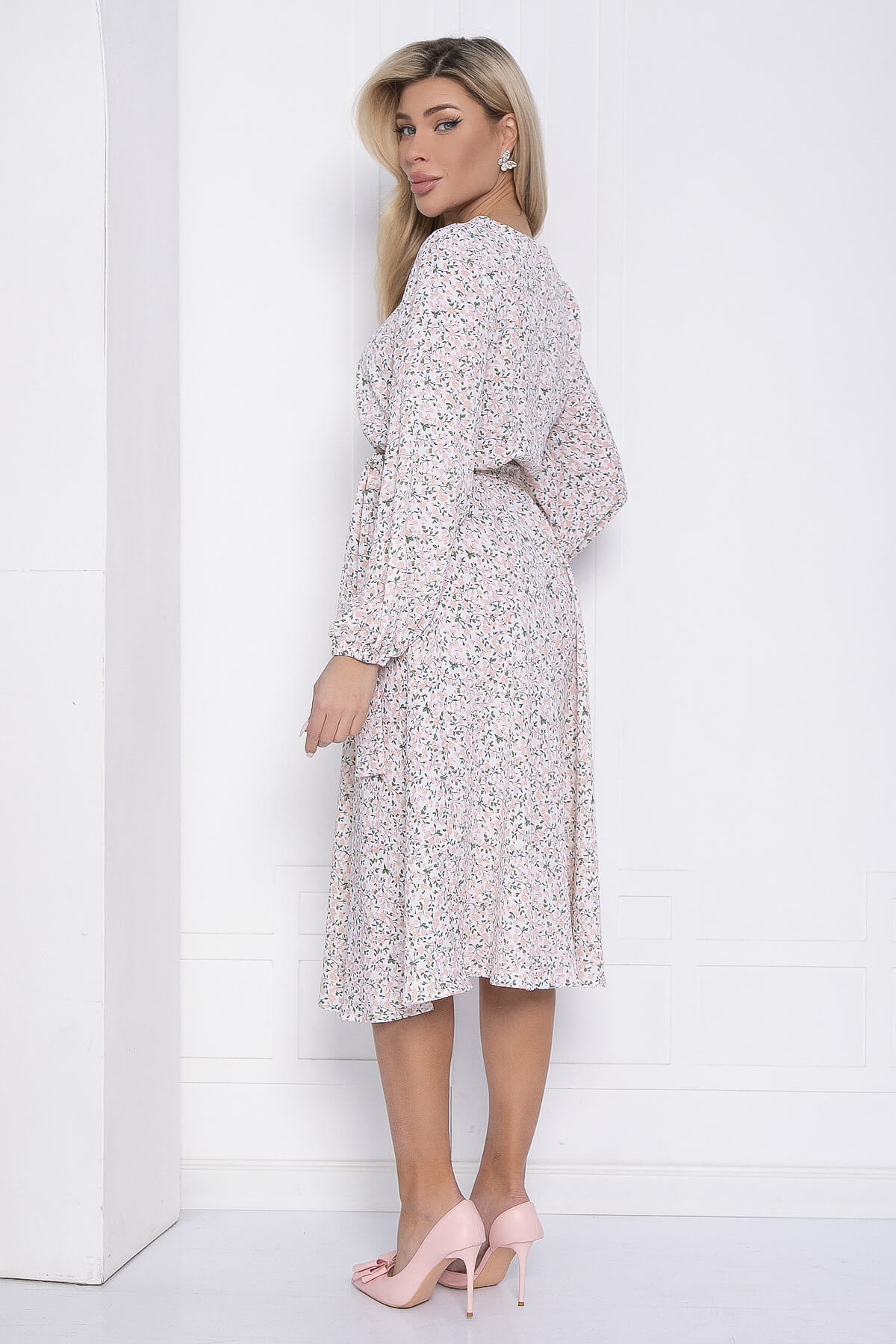 Платье Трепетная нежность (бело-розовое) П12455-8