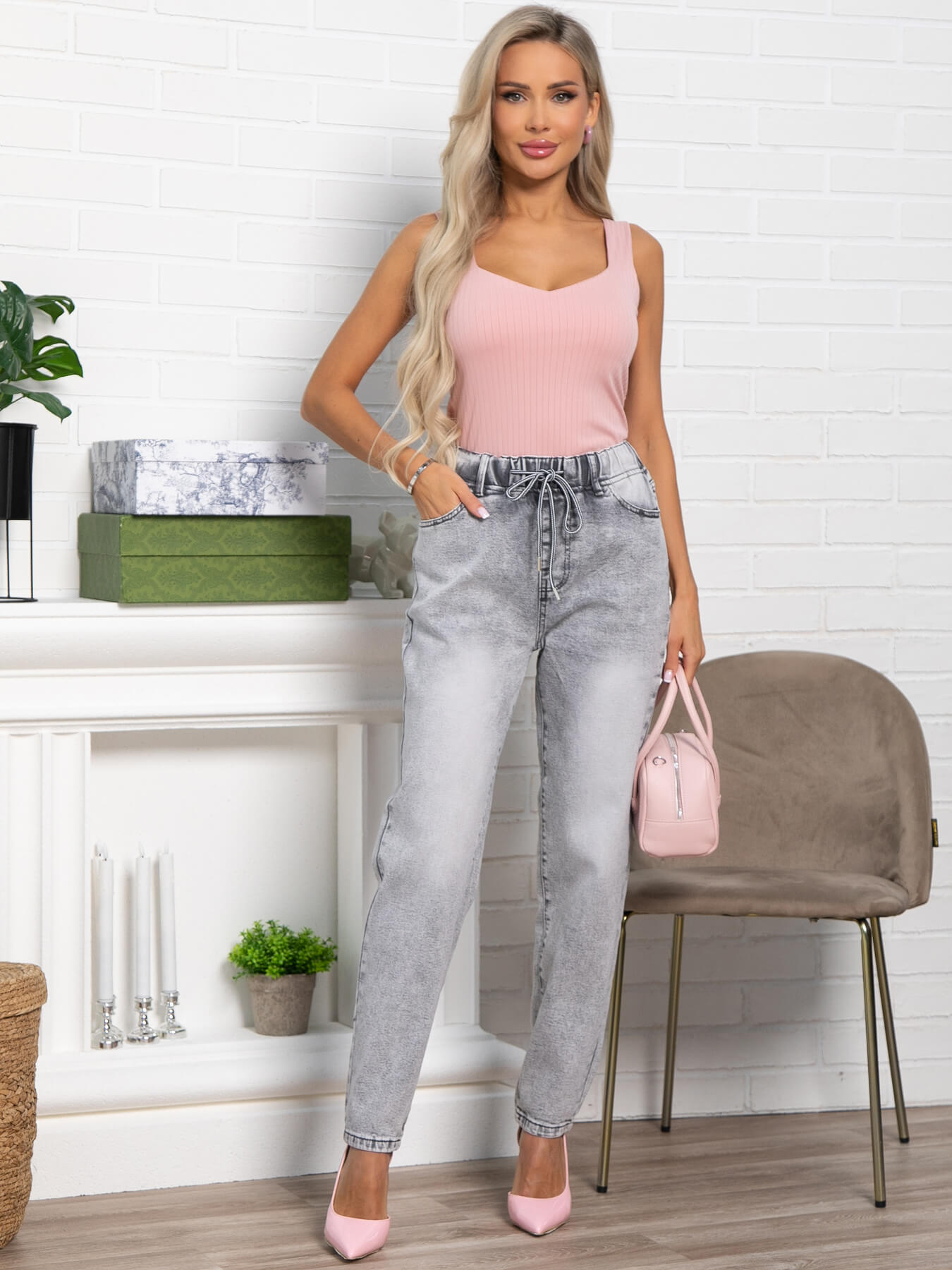 Джинсы Эльза (светло-серые) Б15416-4М