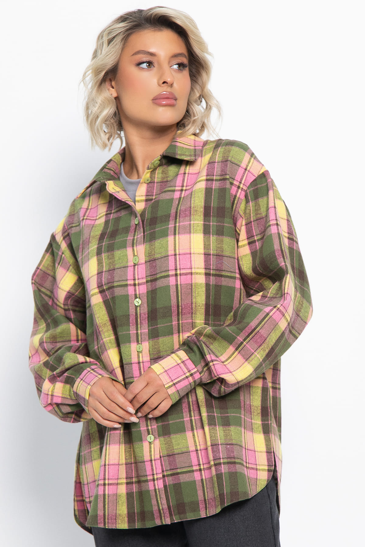 Рубашка Дэлли (зелено-розовая) Б15106-7М