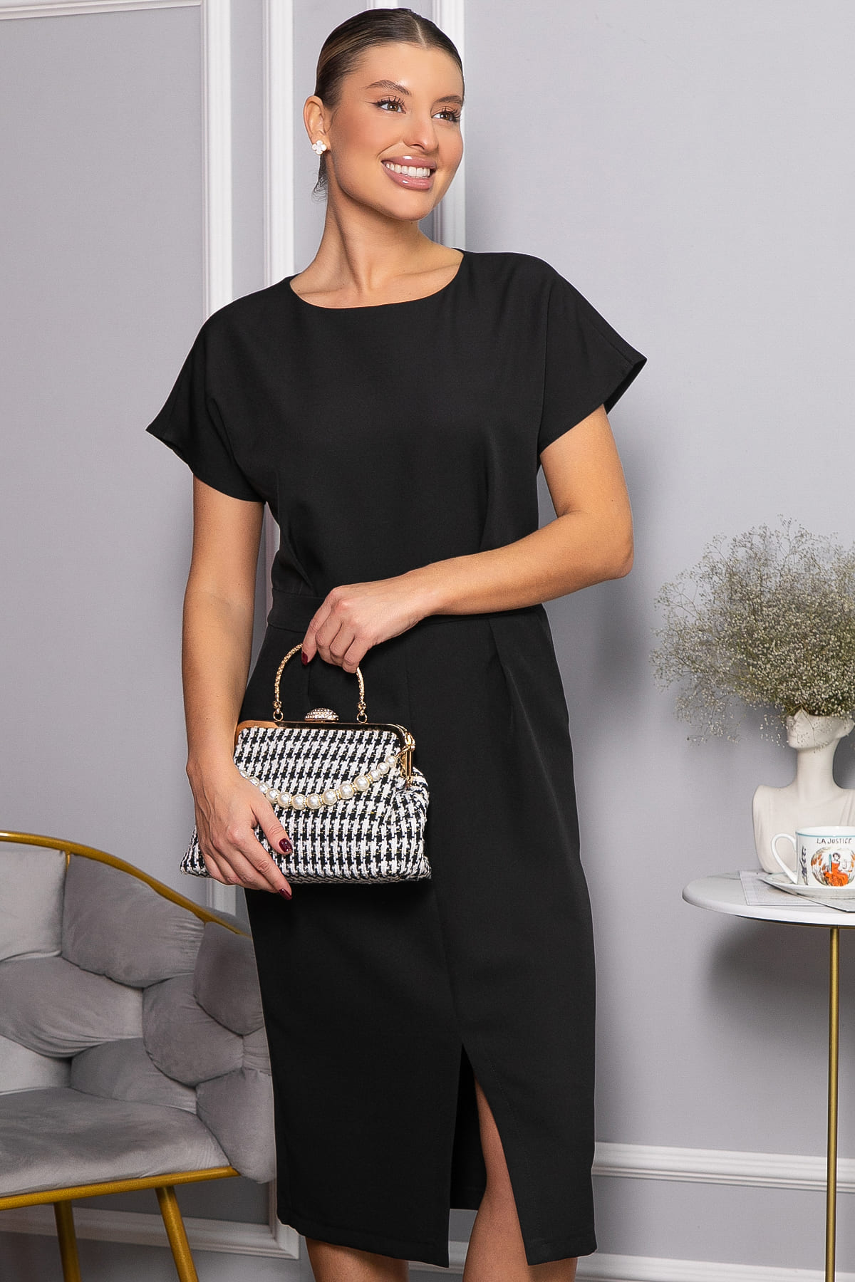 Платье с карманами Утренняя роса (черное) П14371-16М