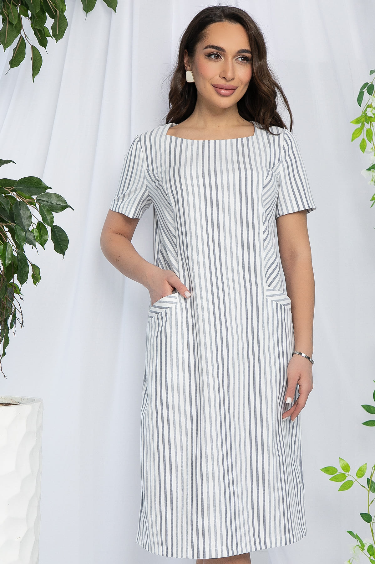 Платье Европейский шик (светло-серое) П13243-19М