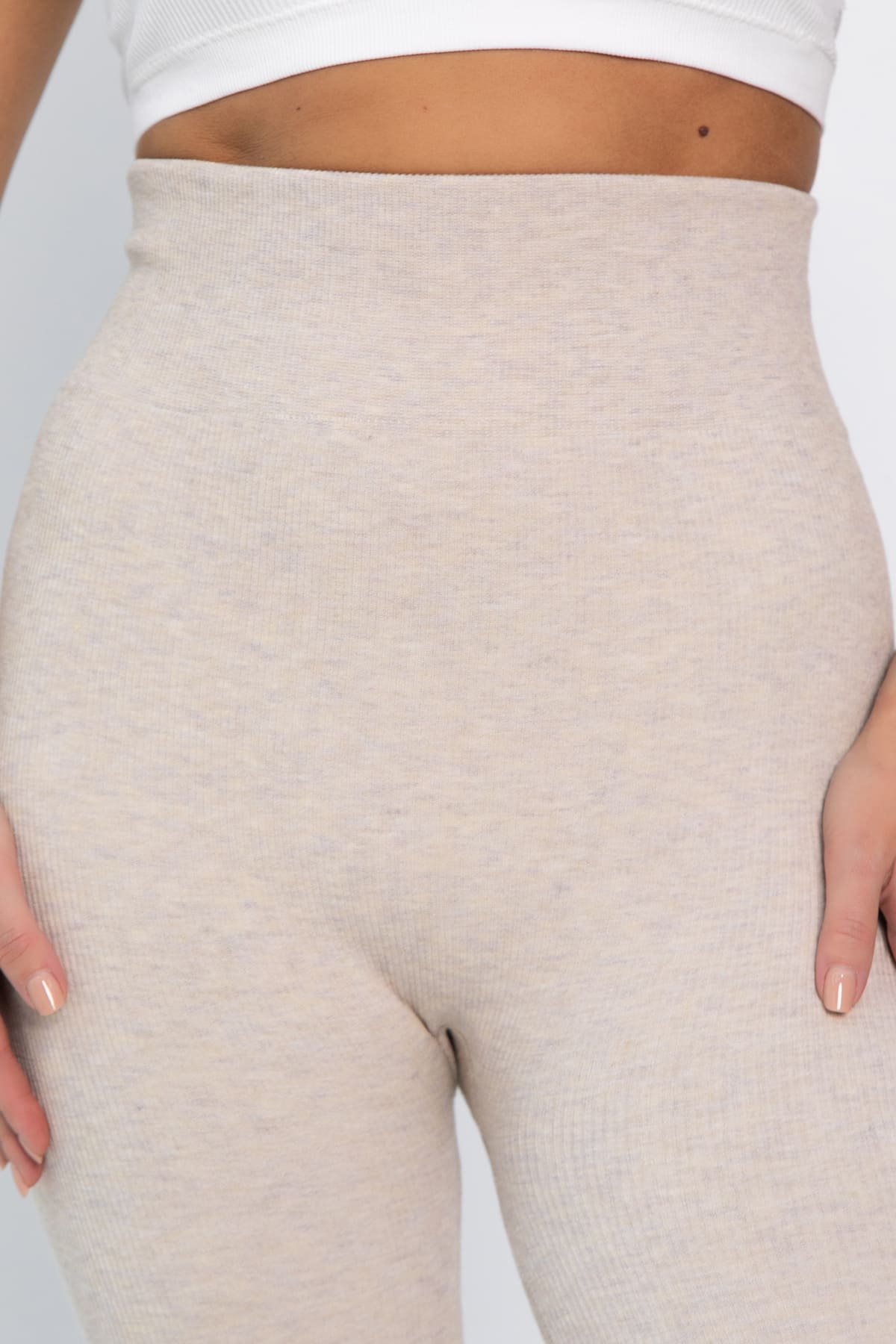 Лосины в рубчик утепленные (бежевые) Б14806-7М