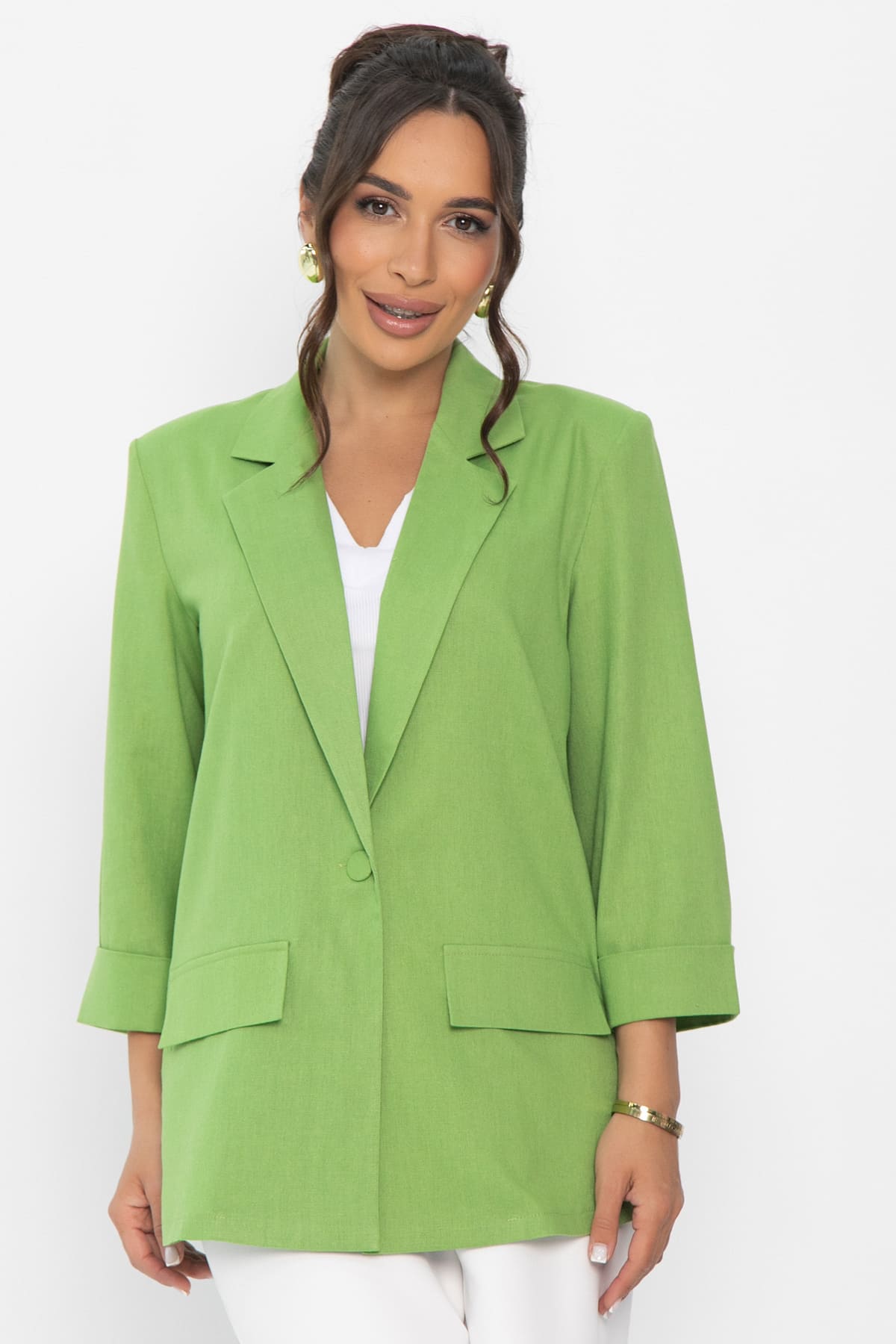 Пиджак льняной Мэрлин (зеленый) Б15429-7М