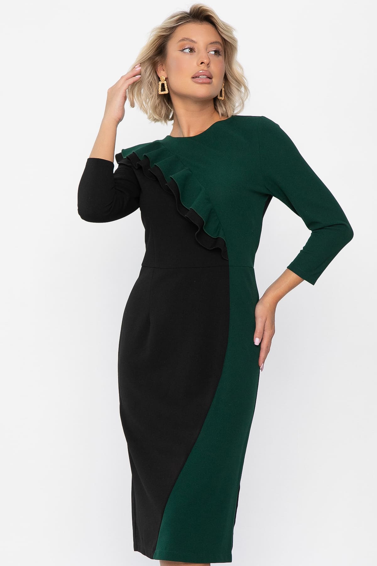 Платье Эванесса (черно-зеленое) П12749-35М