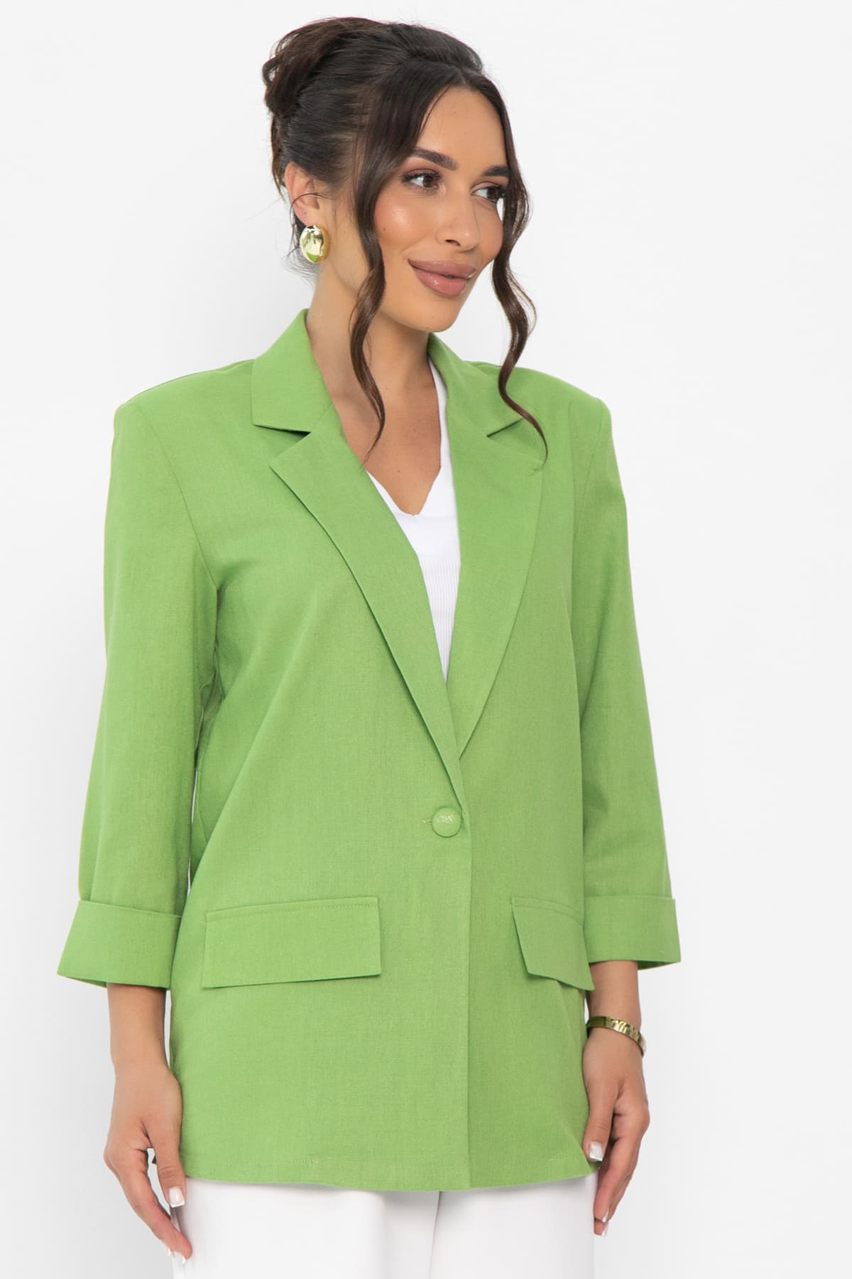 Пиджак льняной Мэрлин (зеленый) Б15429-7М