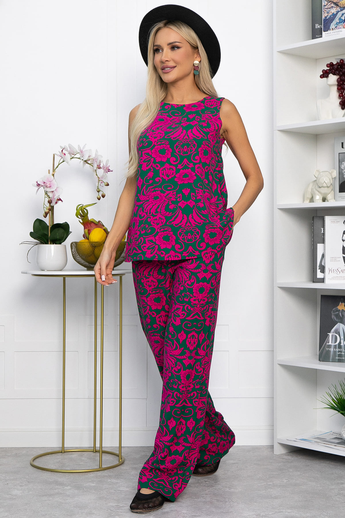 Костюм Стильный акцент (малиново-зеленый) К13906-25М