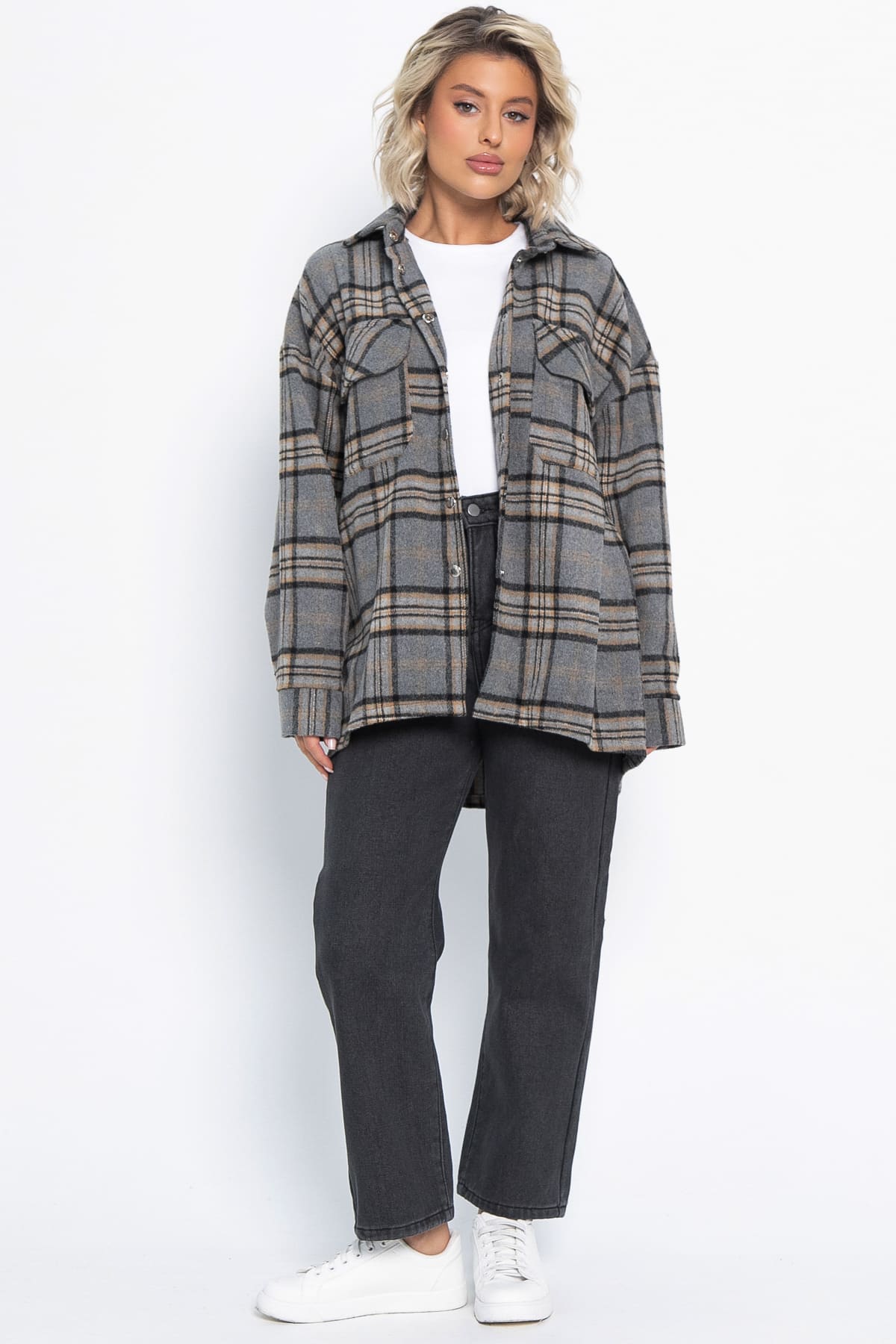 Пальто-рубашка Хармони (серо-бежевая) Б15041-5М