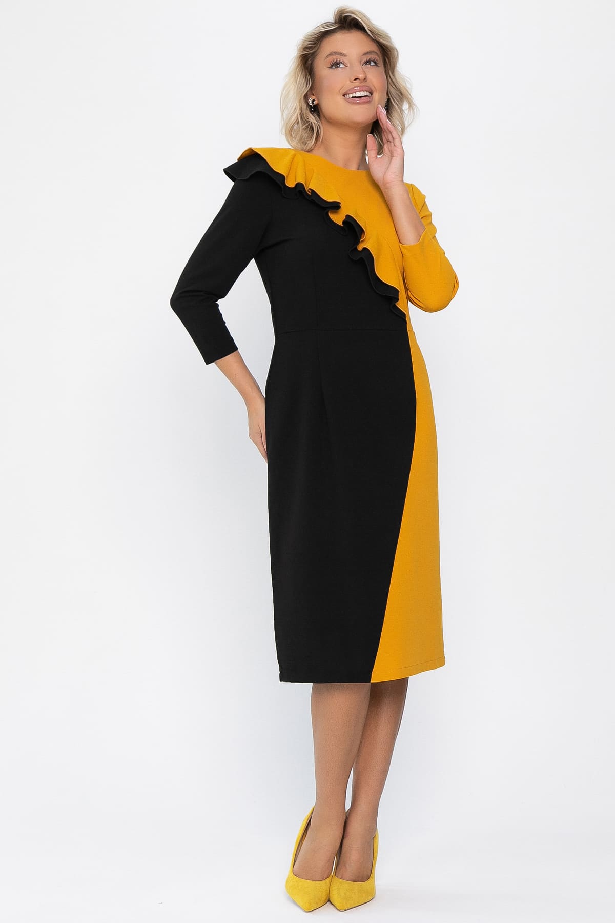 Платье Эванесса (черно-желтое) П12748-35М