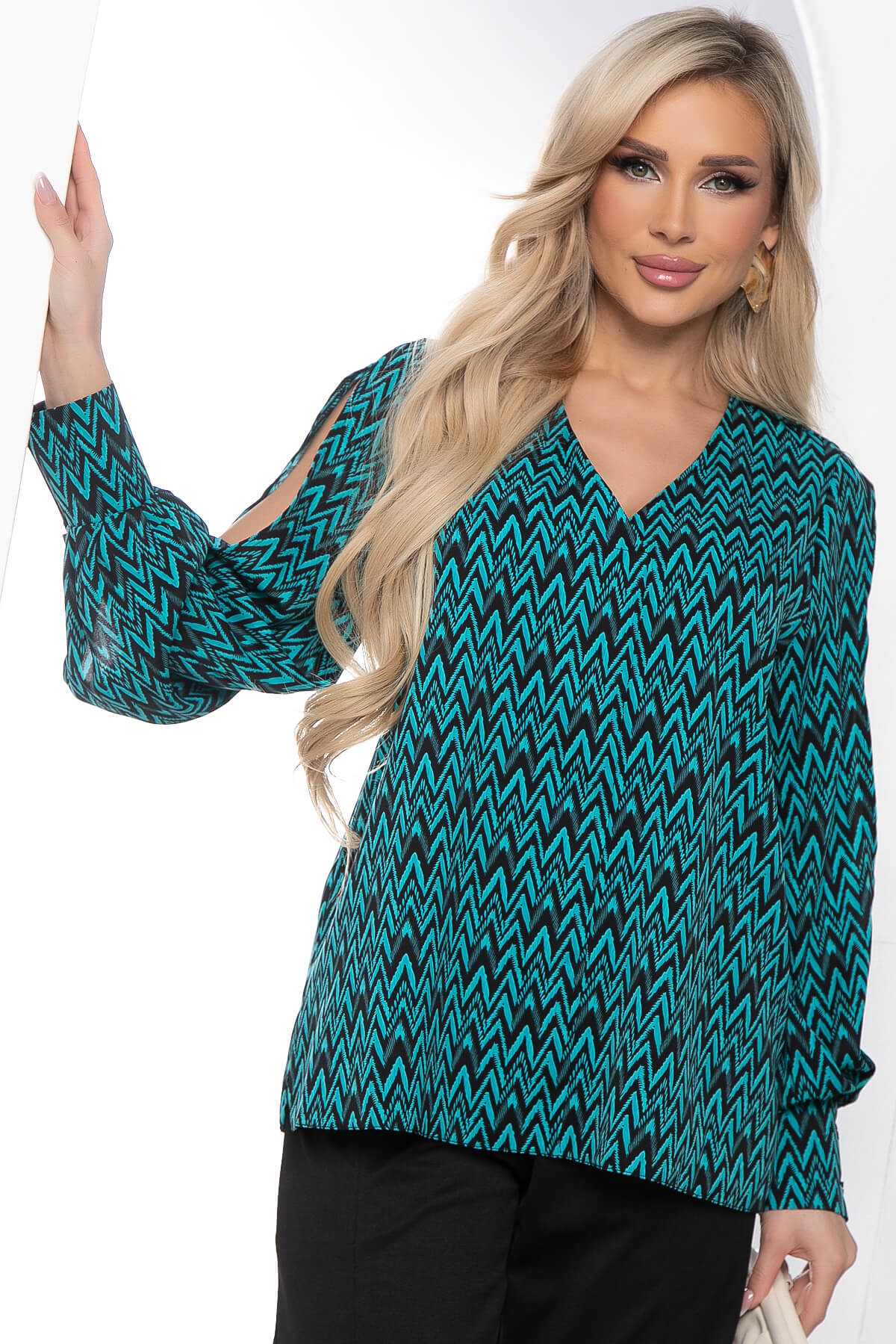 Блуза "Тайное чувство" (бирюза/черная) Б8519
