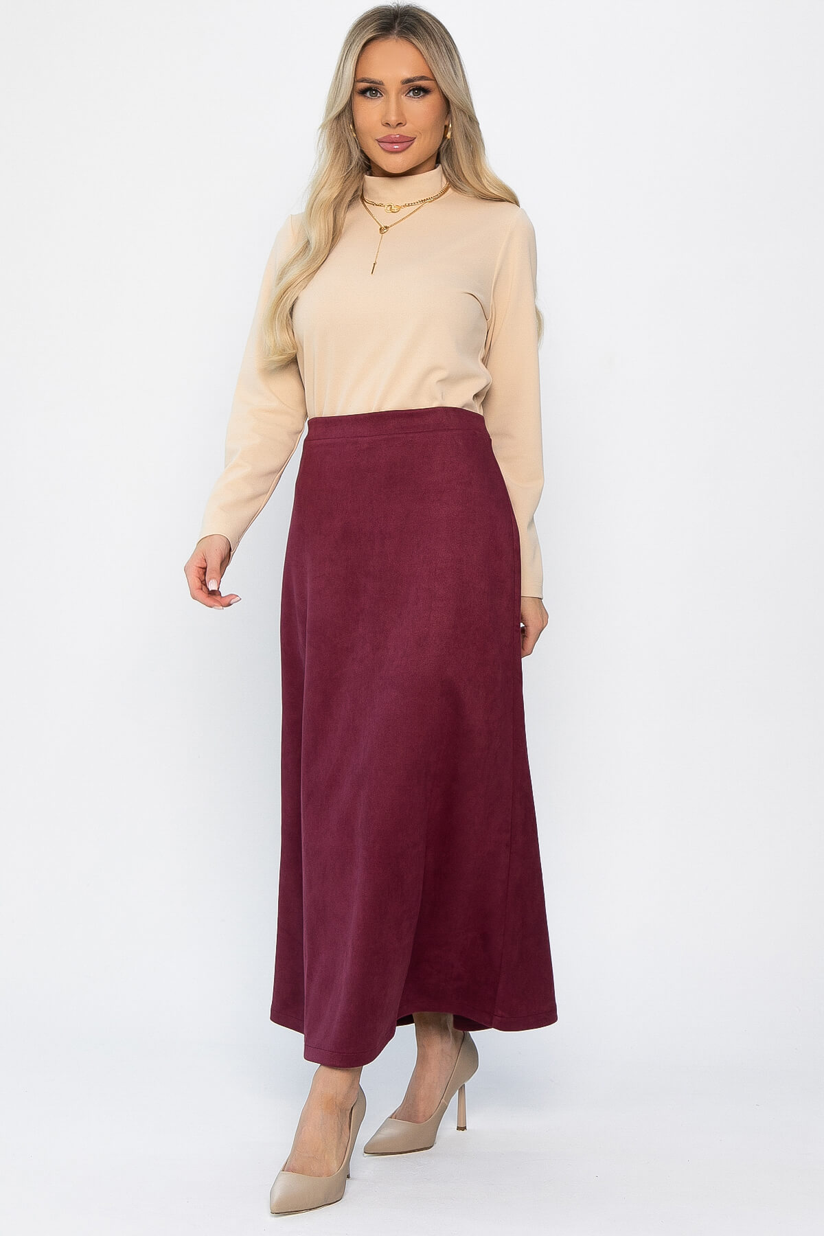 Юбка макси Алана (бордовая) Ю14254-6М