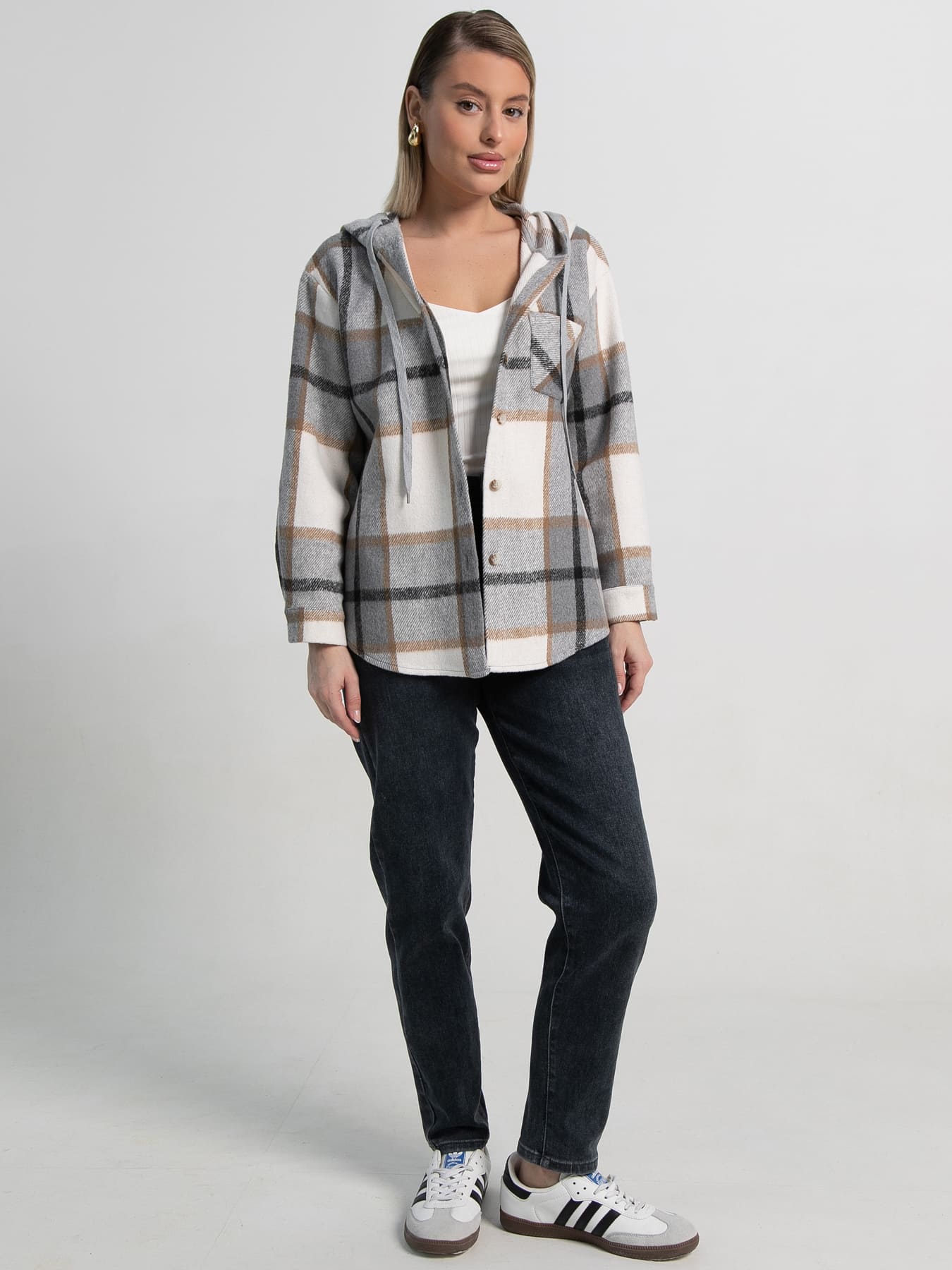 Рубашка теплая с капюшоном Олиссия (серая) Б15504-18М