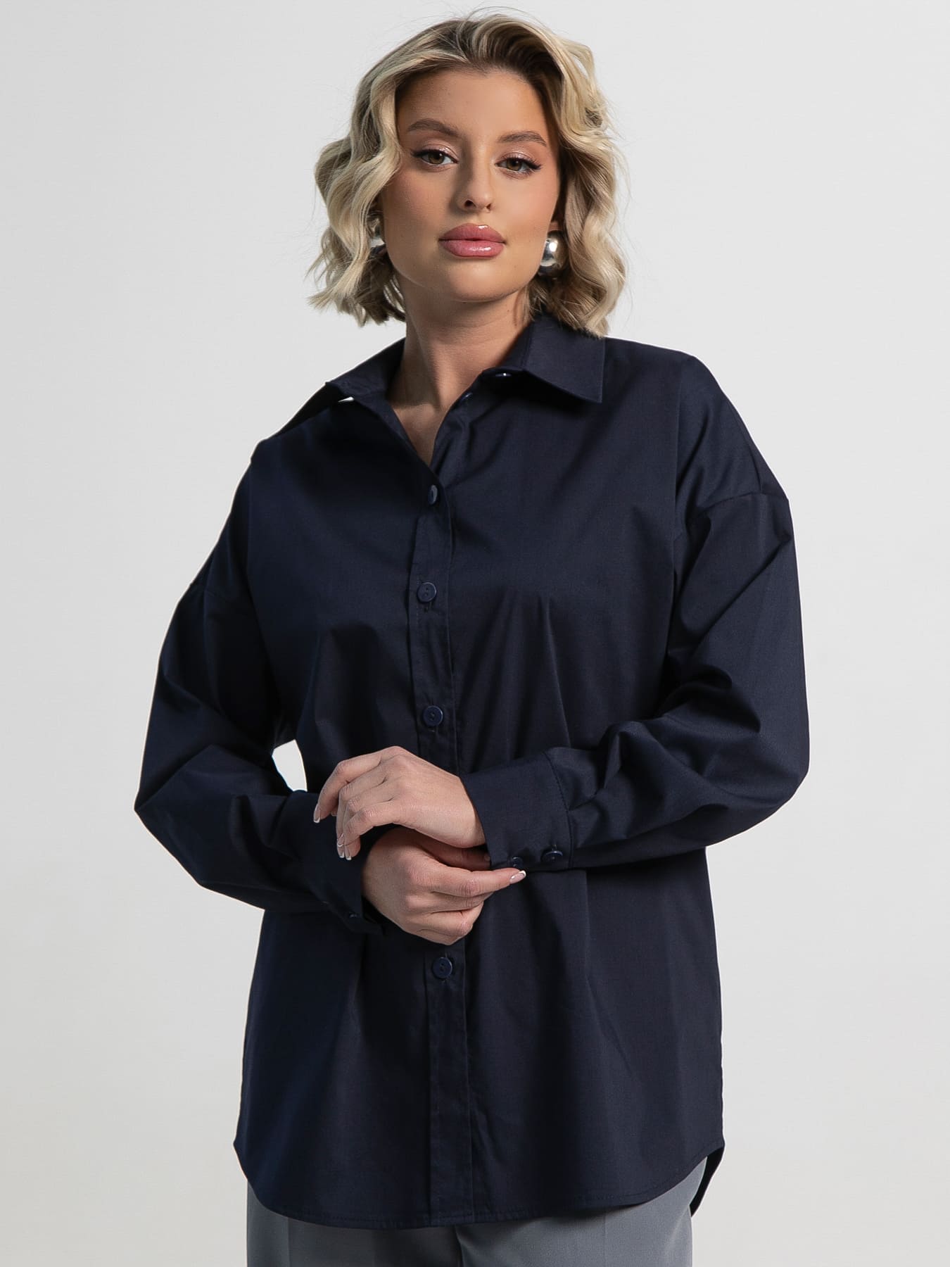 Рубашка хлопковая Рина (темно-синяя) Б15224-53М