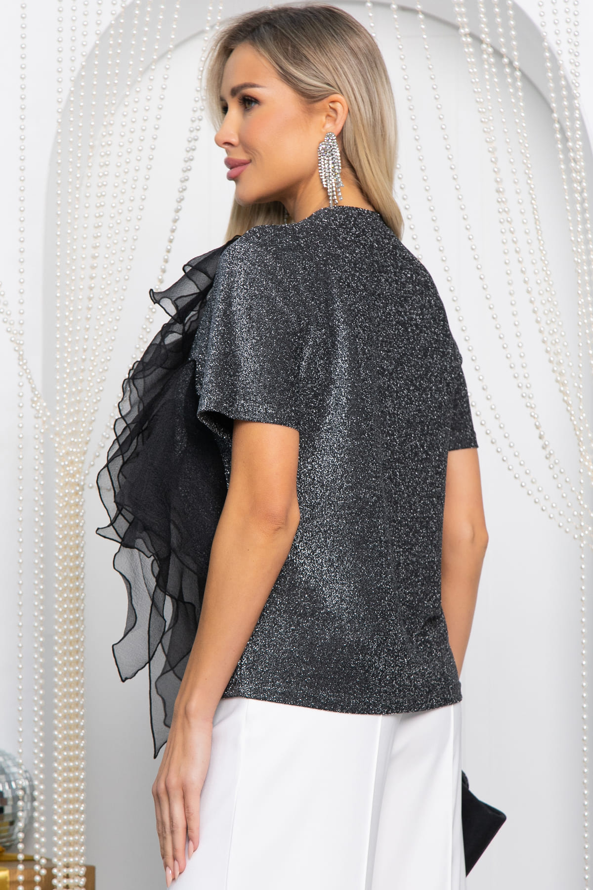 Блуза праздничная трикотажная Риана (серая) Б14617-5М