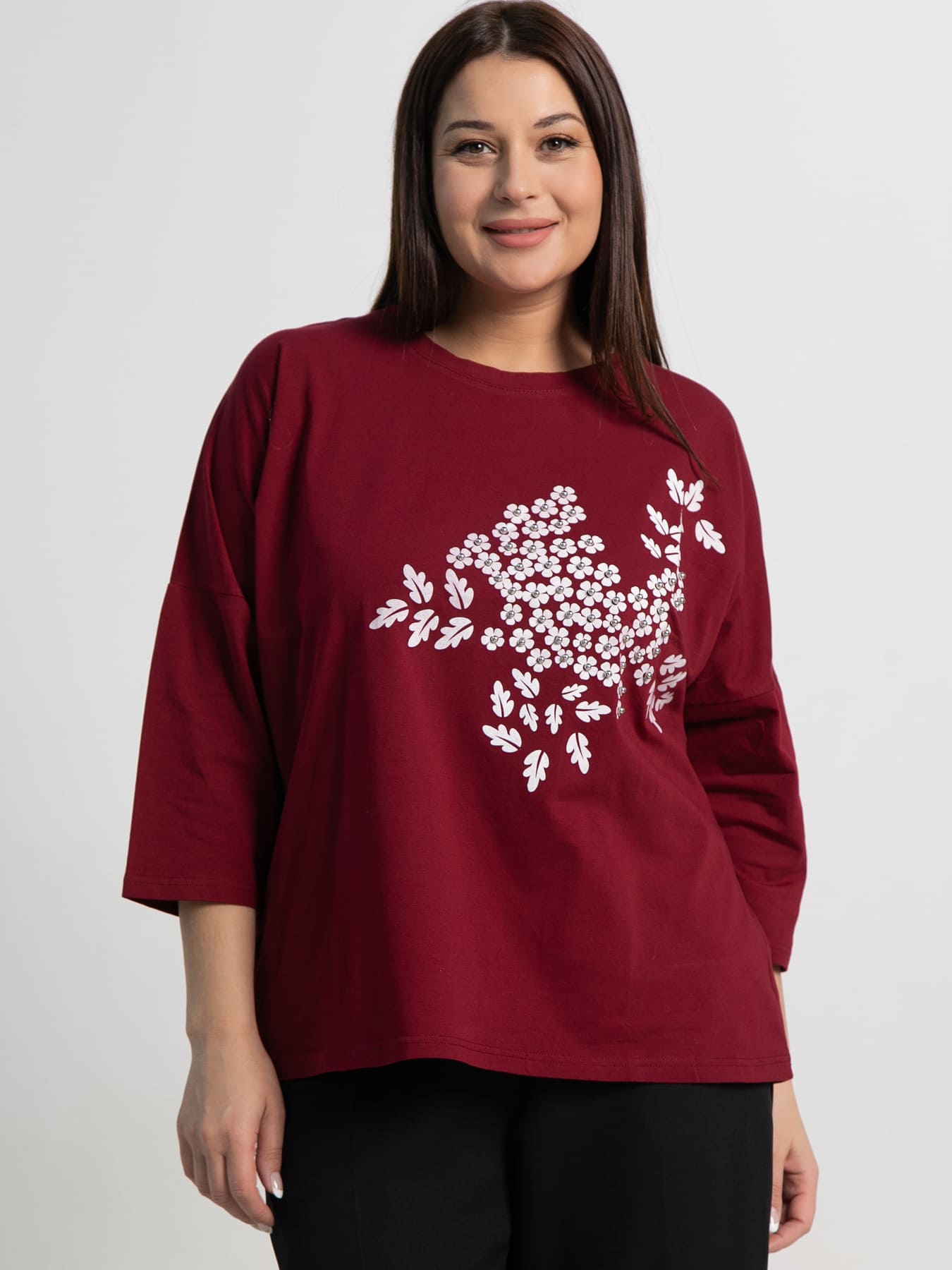 Блуза Ромашка (бордовая) Б15383-24М