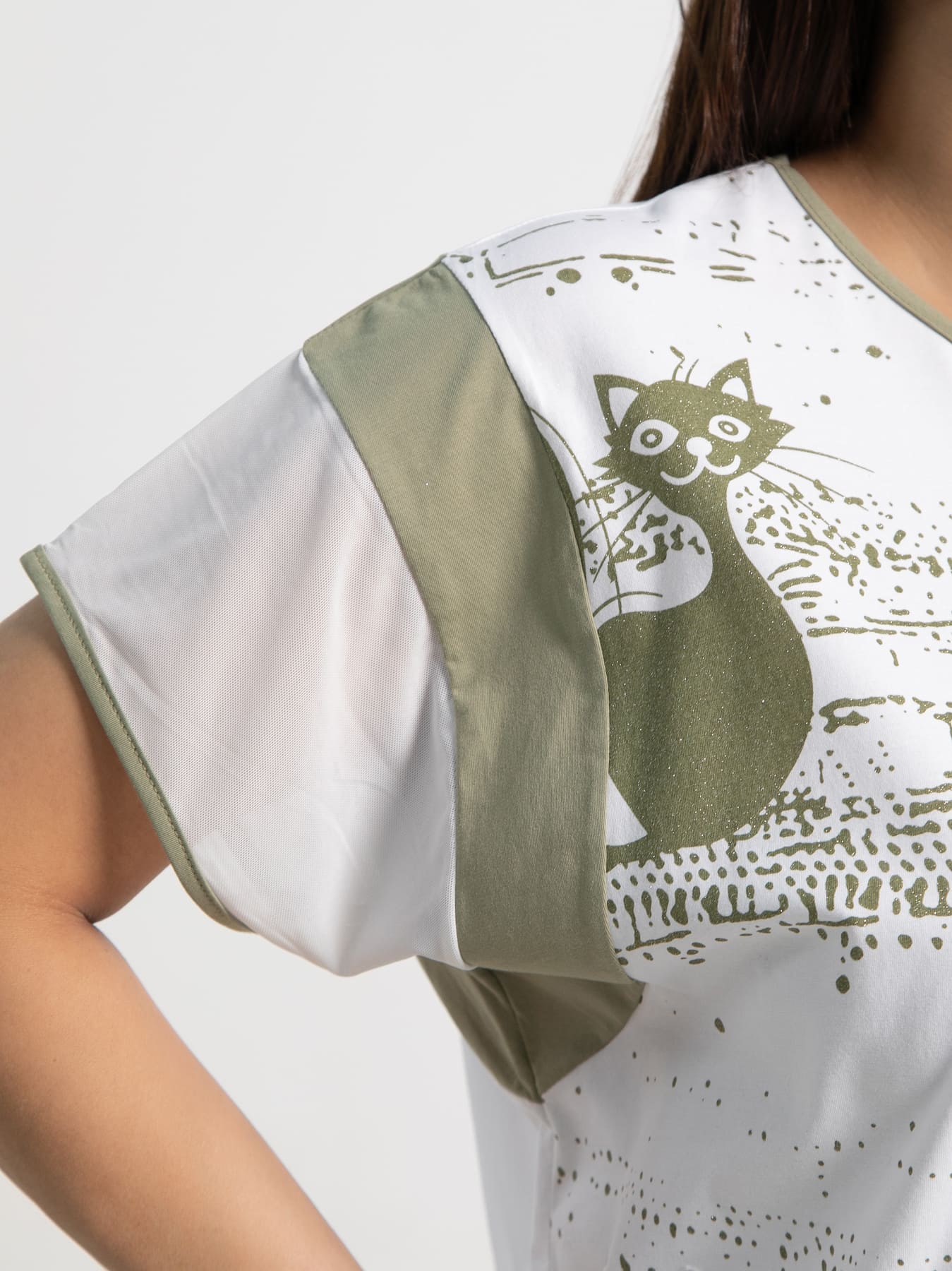 Блуза Алтея (белая/хаки) Б15366-20М