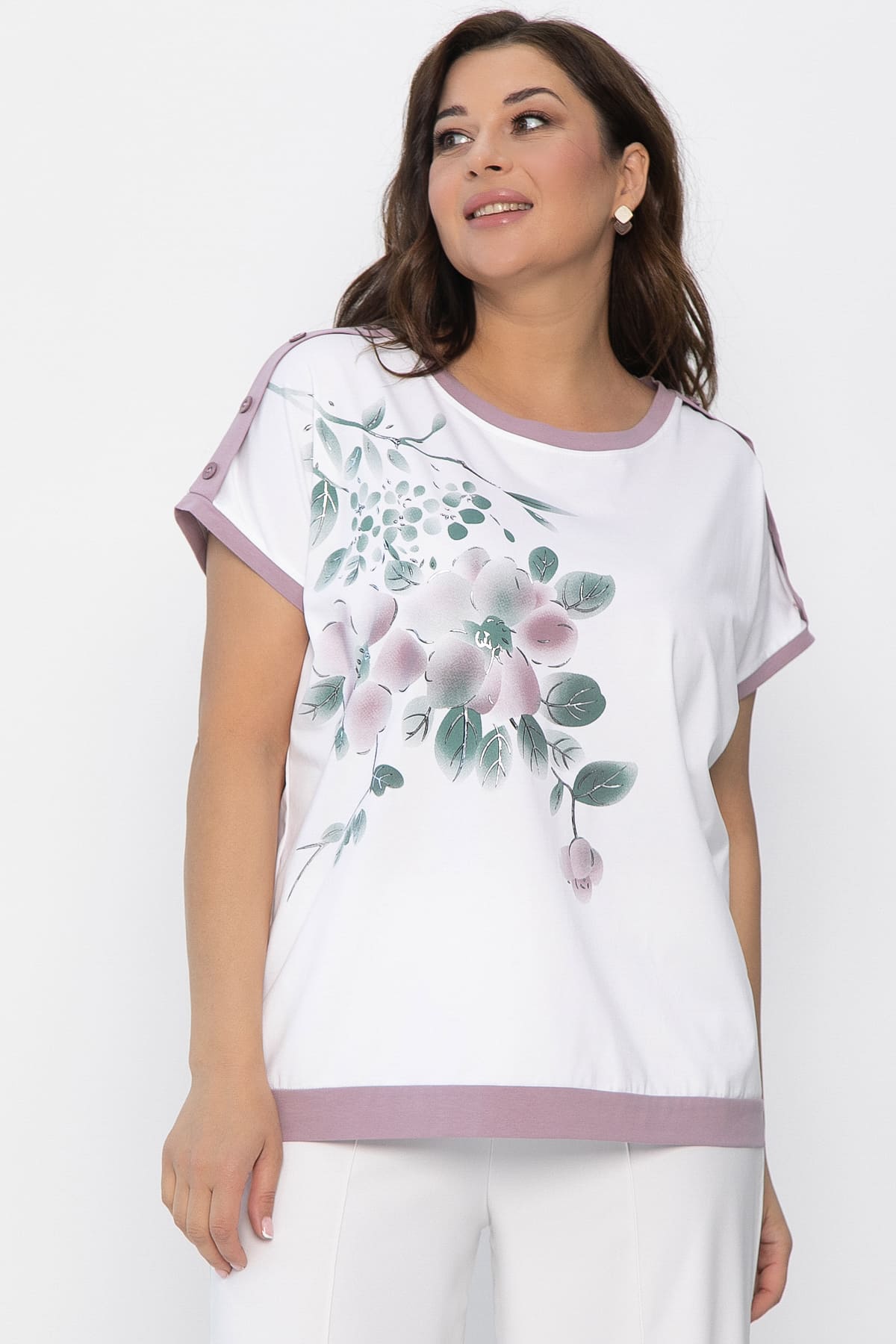 Блуза Далия (бело-сиреневая) Б13804-20М