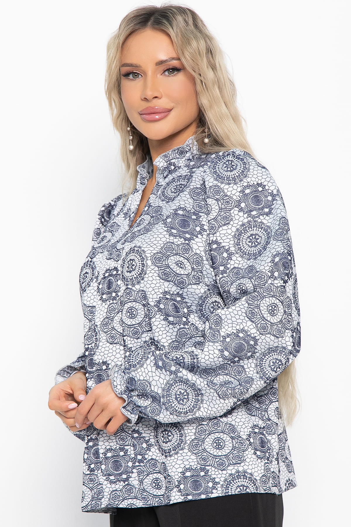 Блуза Доменика (серо-синяя) Б15016-18М