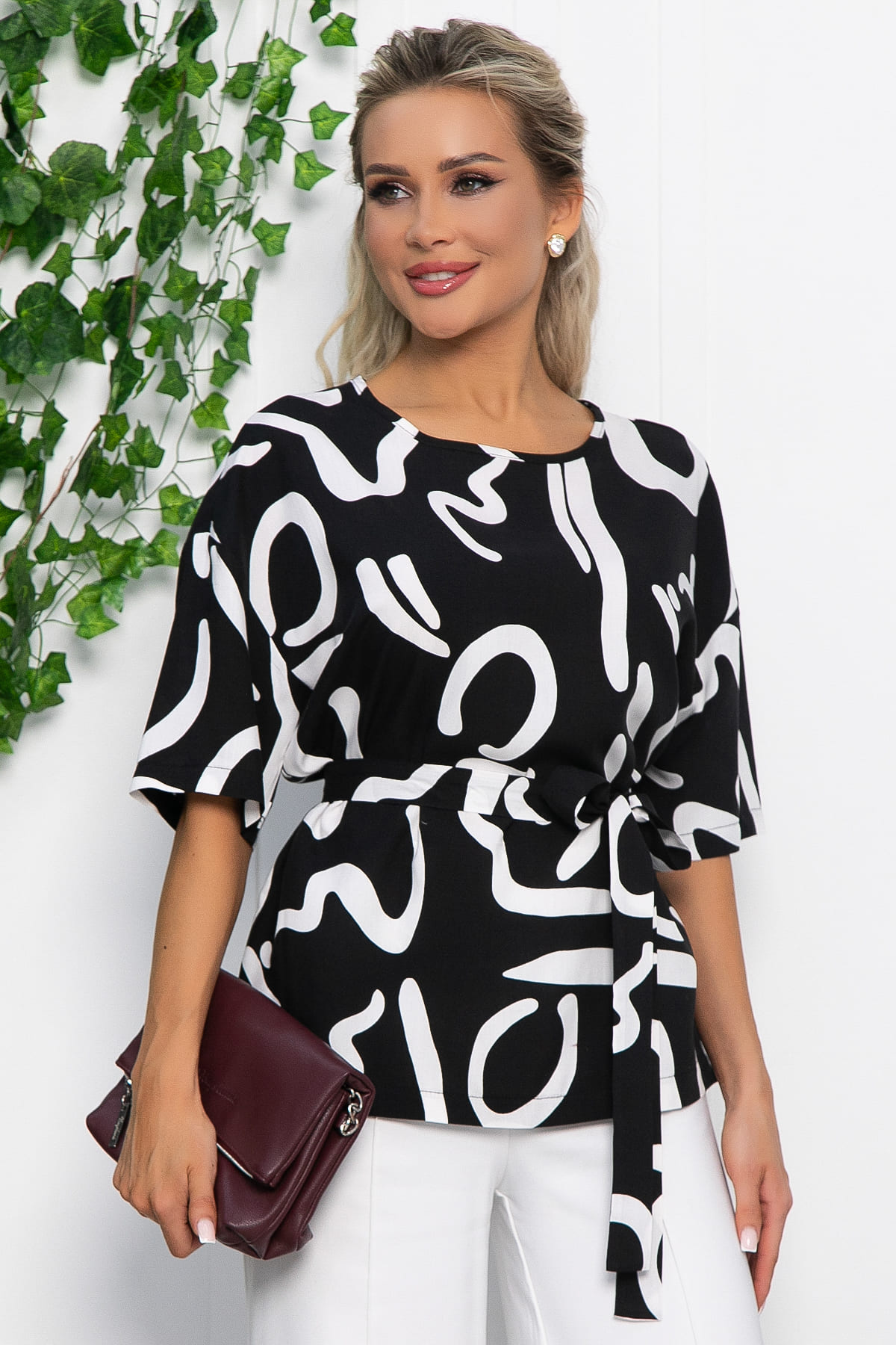 Блуза Аделаида (черная) Б13599-25М