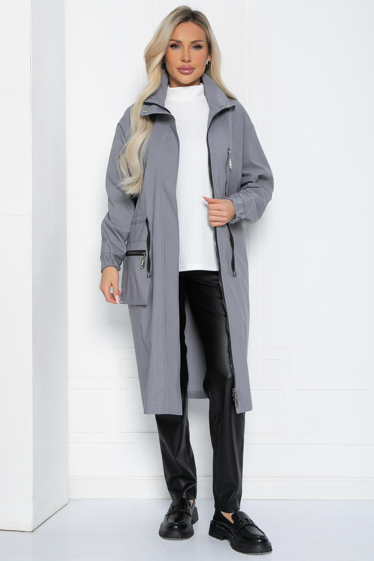 Плащ Весна близко (серый) Б12486-7