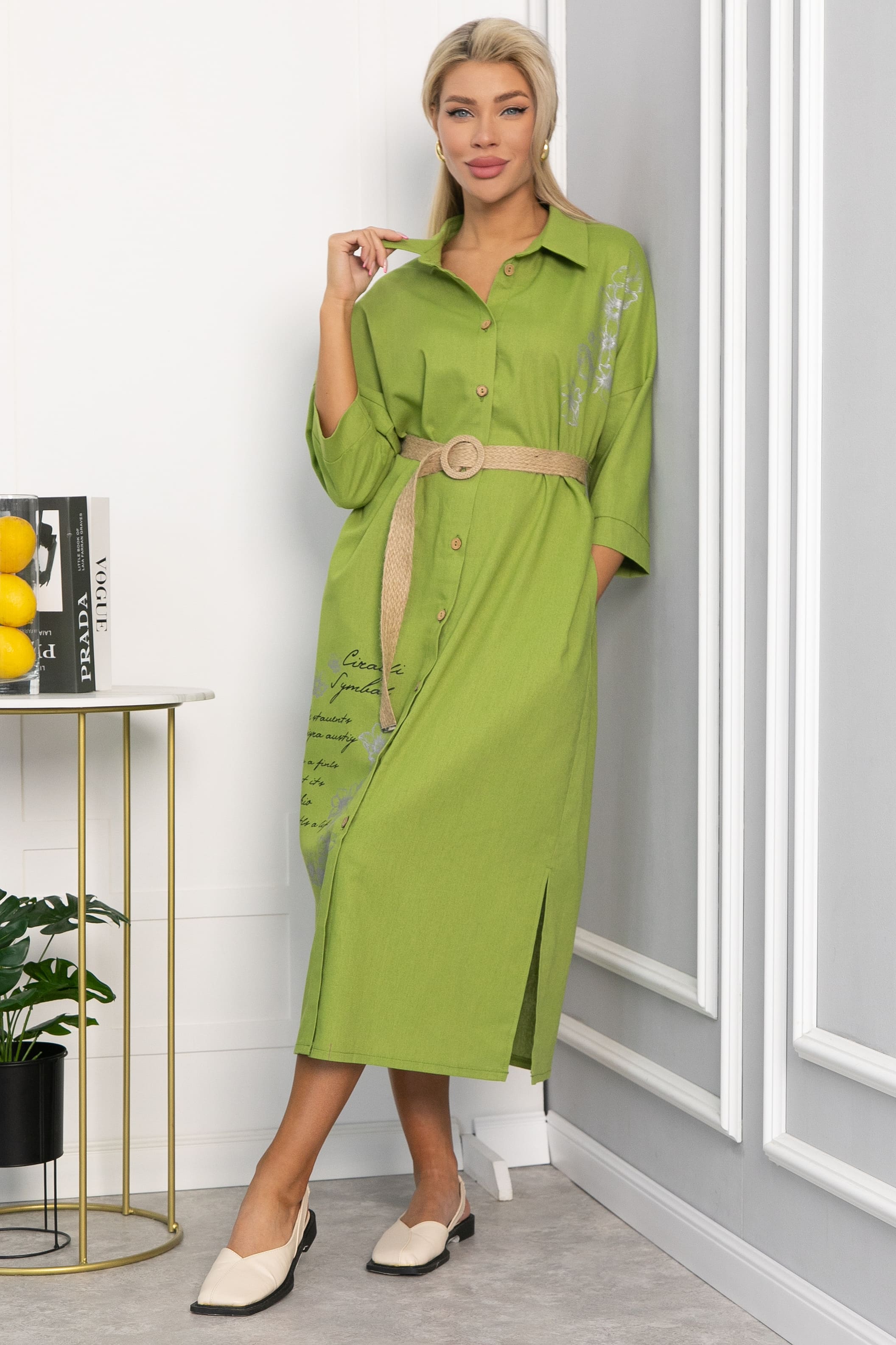 Платье Мирослава (лайм) П15470-7М