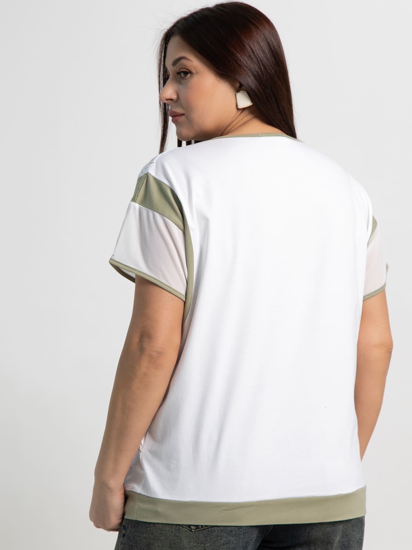 Блуза Алтея (белая/хаки) Б15366-20М