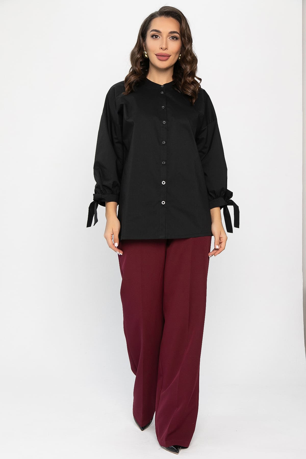 Блуза с завязками Ажур (черная) Б14387-10М