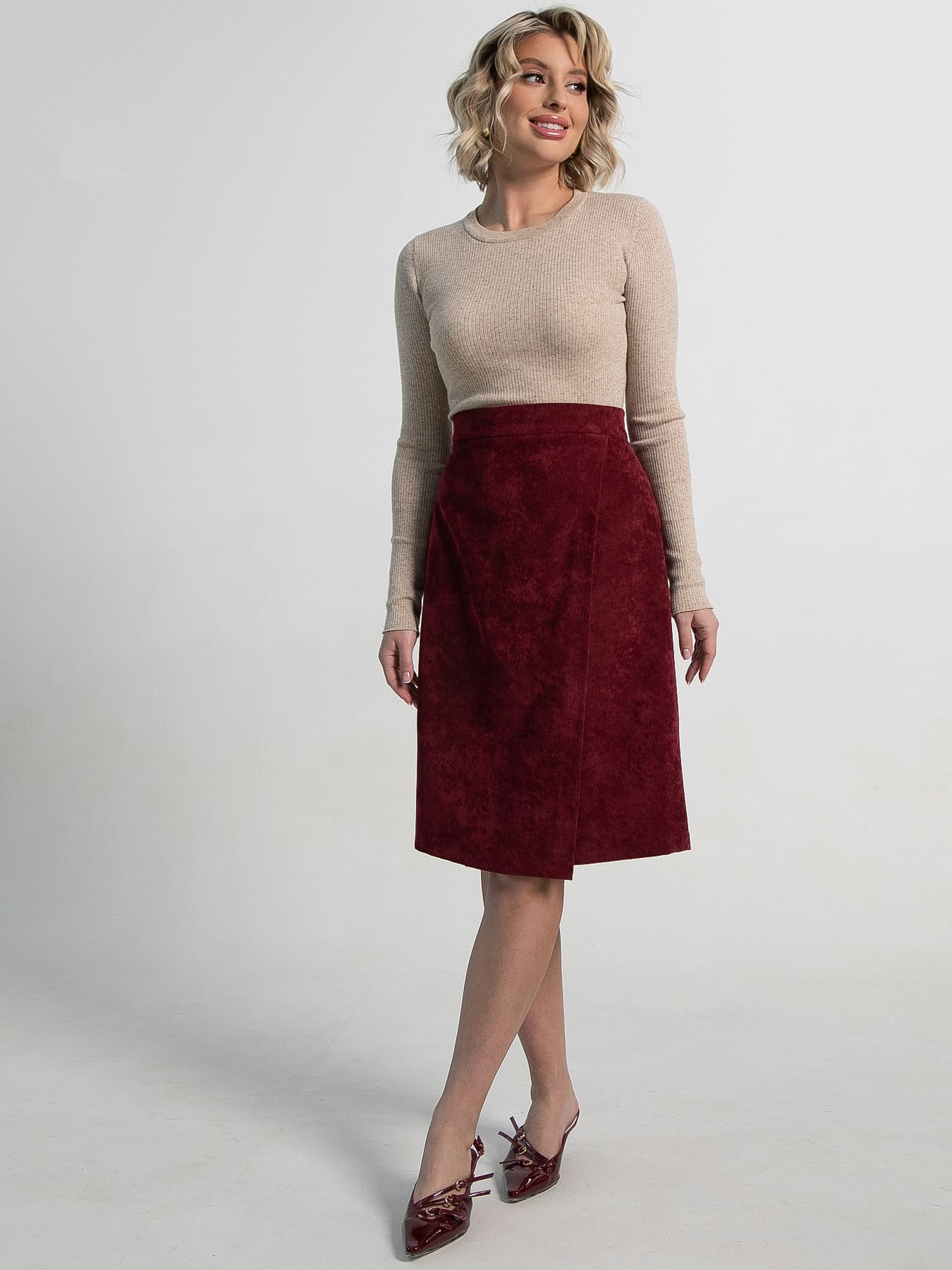 Юбка вельветовая Эрис (бургунди) Ю15193-25М