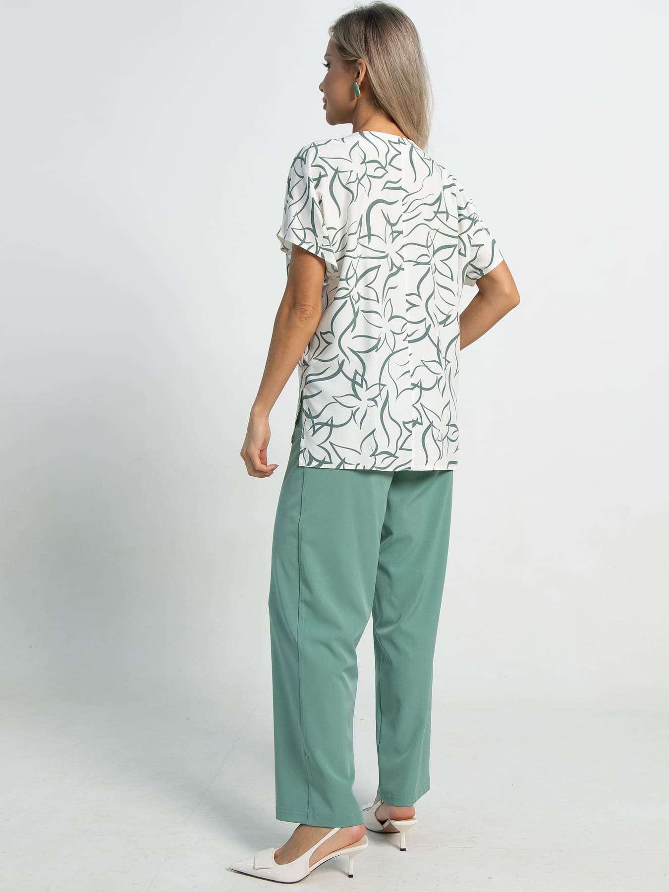 Костюм брючный Наше лето (мятно-молочный) К15717-8М